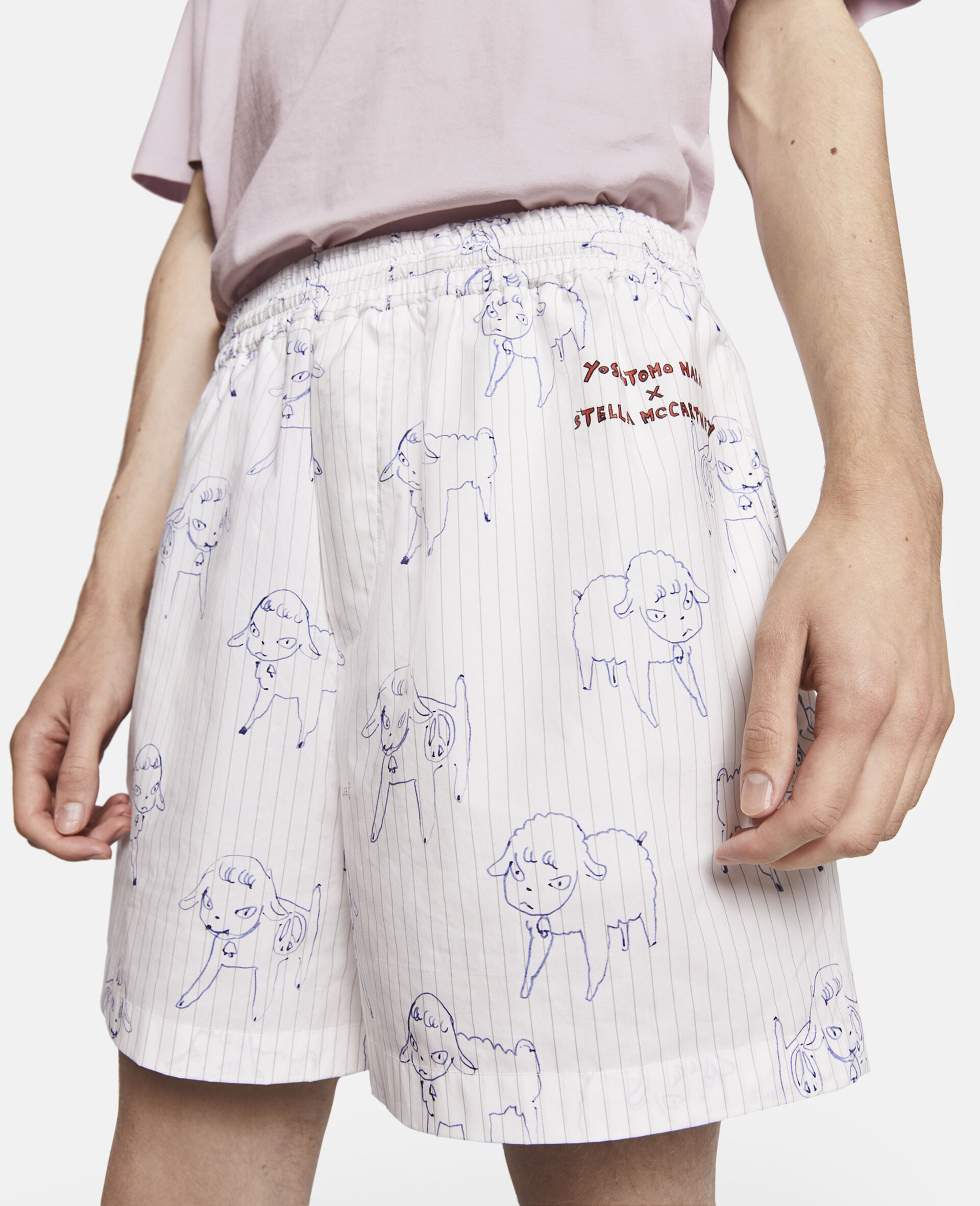 Sheep Can Never Sleep Print Shorts-White-large image number 4