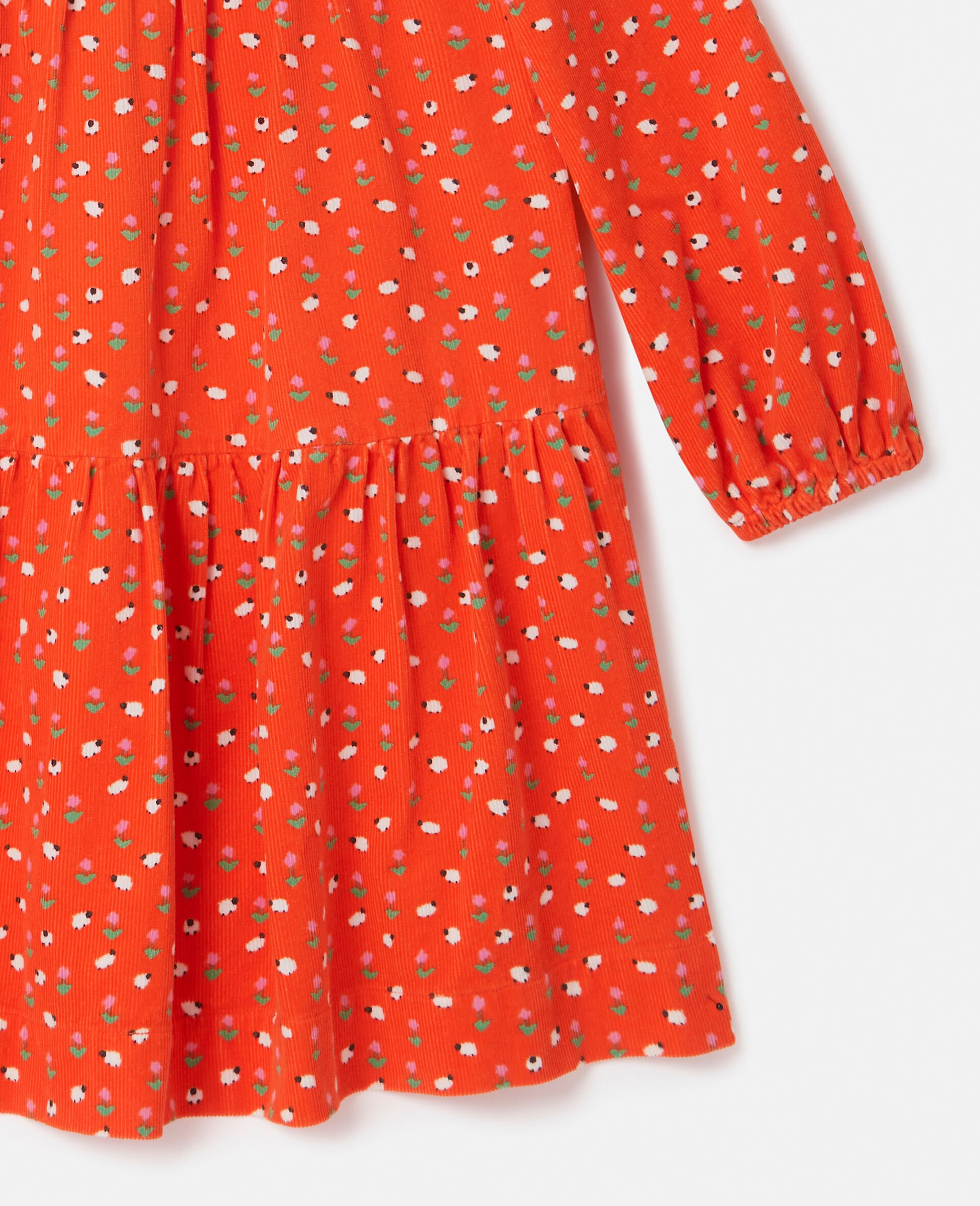 Floral Pattern Long-Sleeve Dress-Red-large Floral Pattern Long-Sleeve Dress-Red-large image number 3