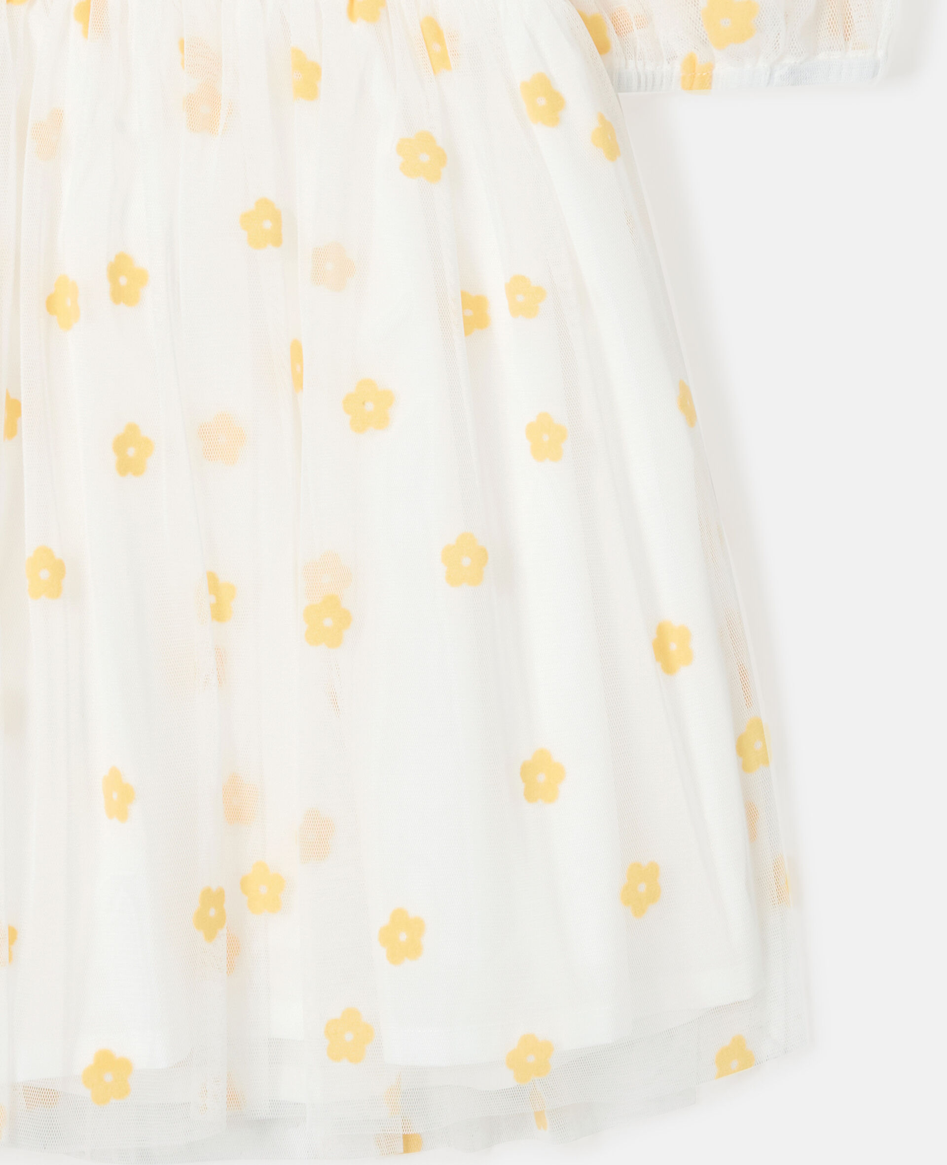 Floral Print Puff Sleeve Dress-White-large image number 3