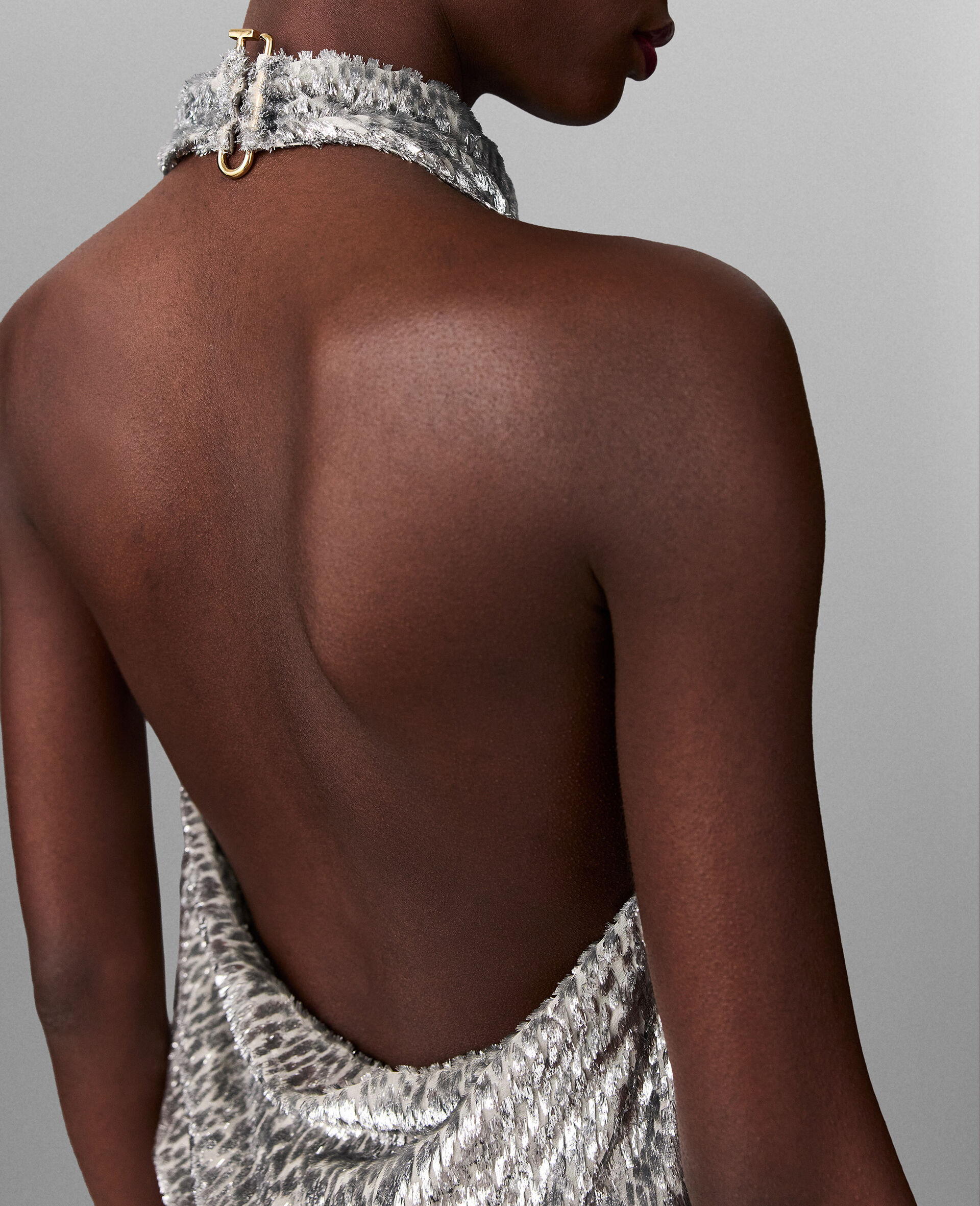 Metallic Velvet Halterneck Top-Silver-large image number 4