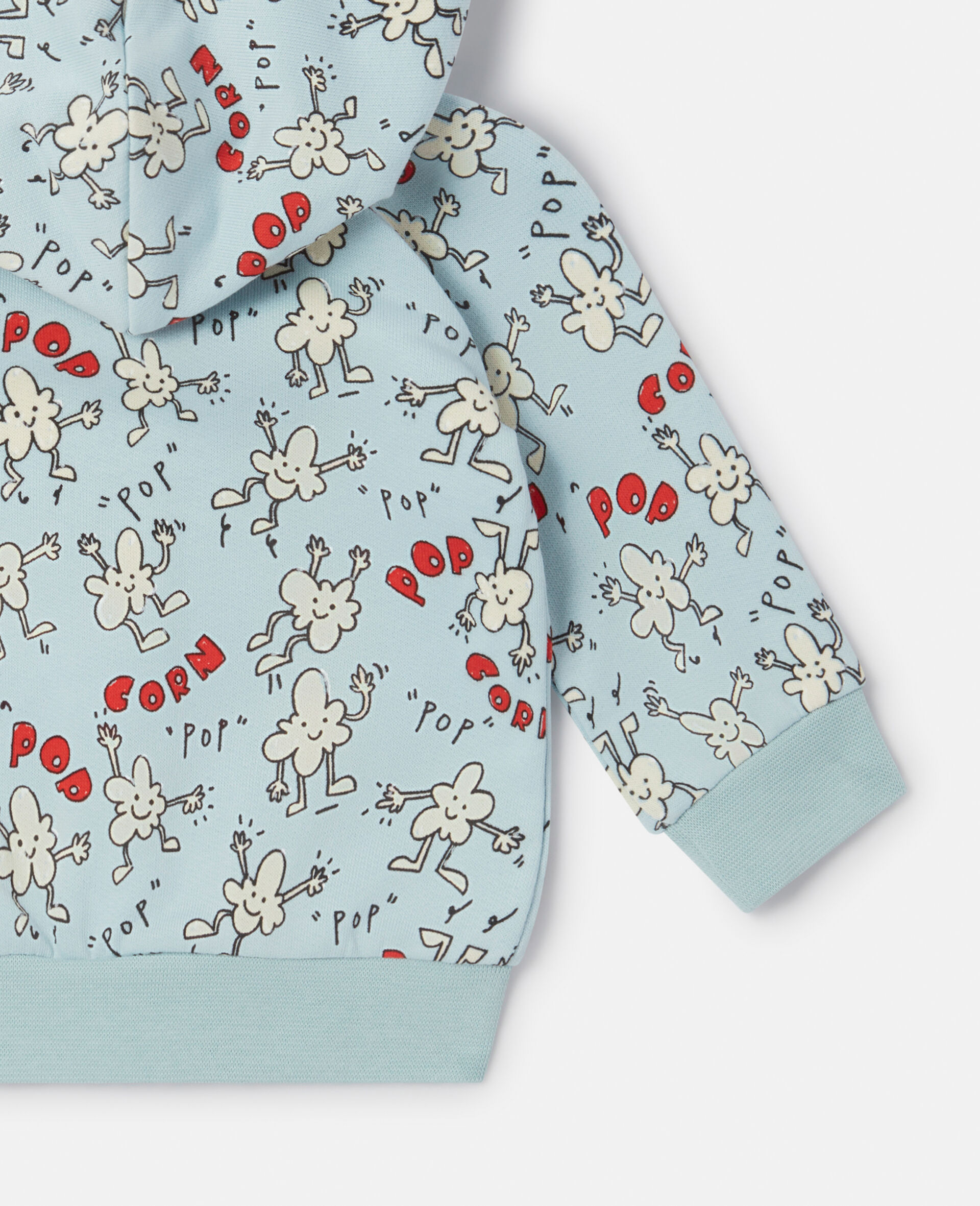 Popcorn Print Zip Hoodie-Blue-large image number 3