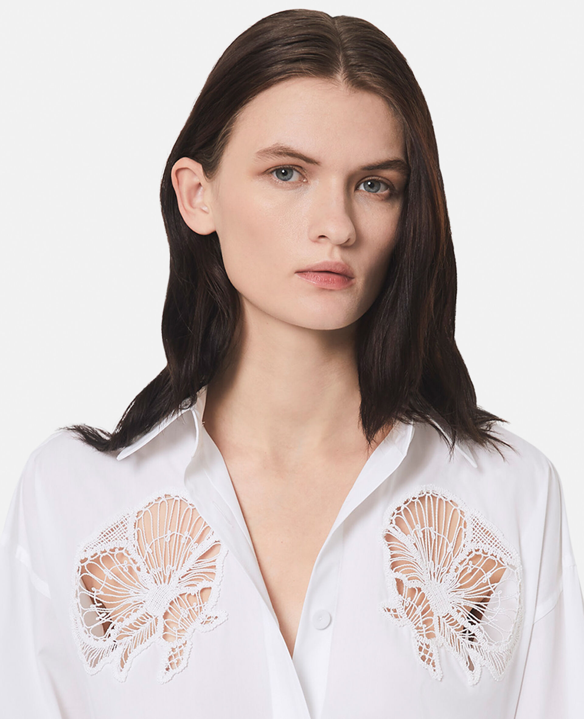 Chemise Oxford avec empiècements à fleurs-Blanc-large image number 3