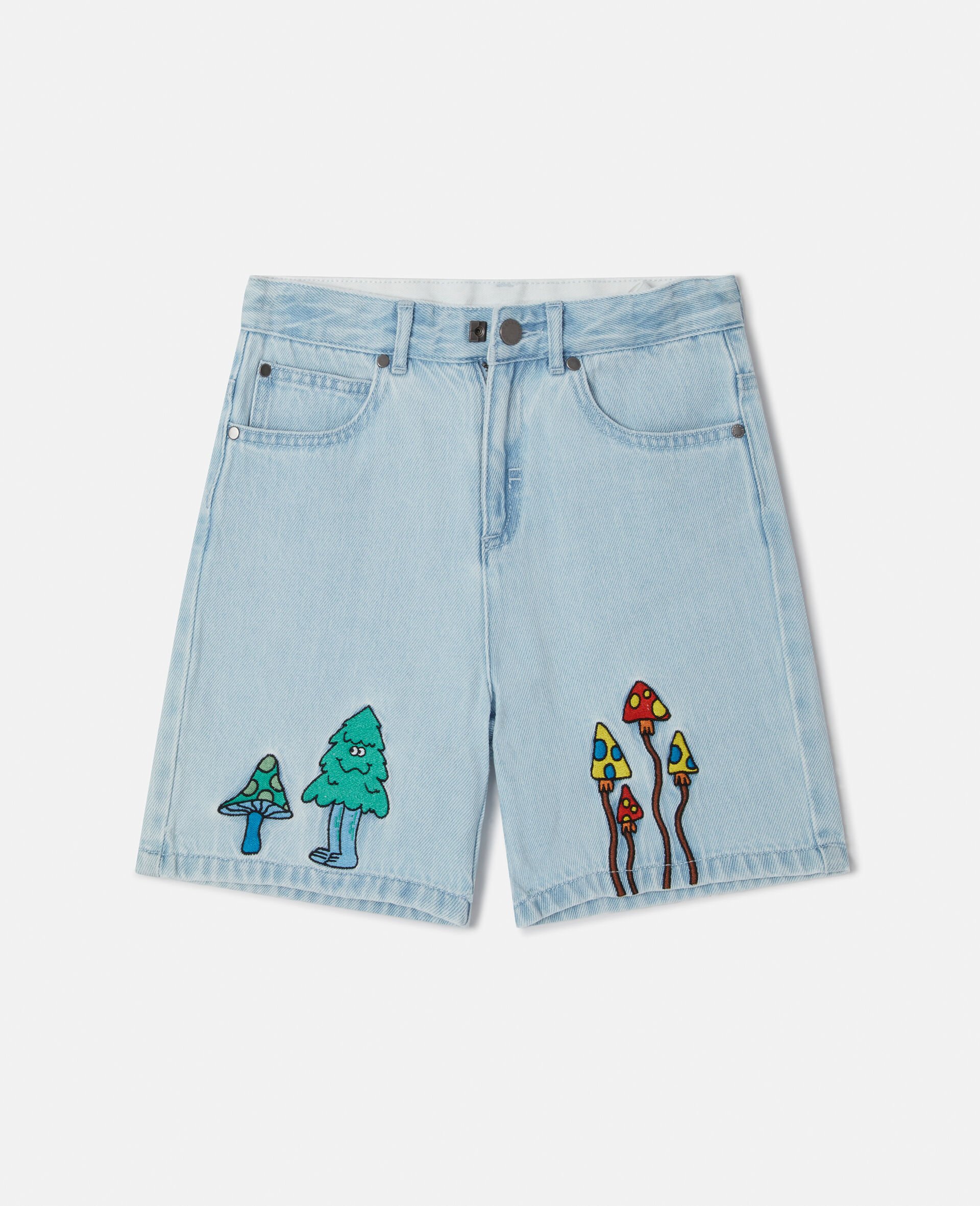 Woodland Friends Denim Shorts-Blue-medium