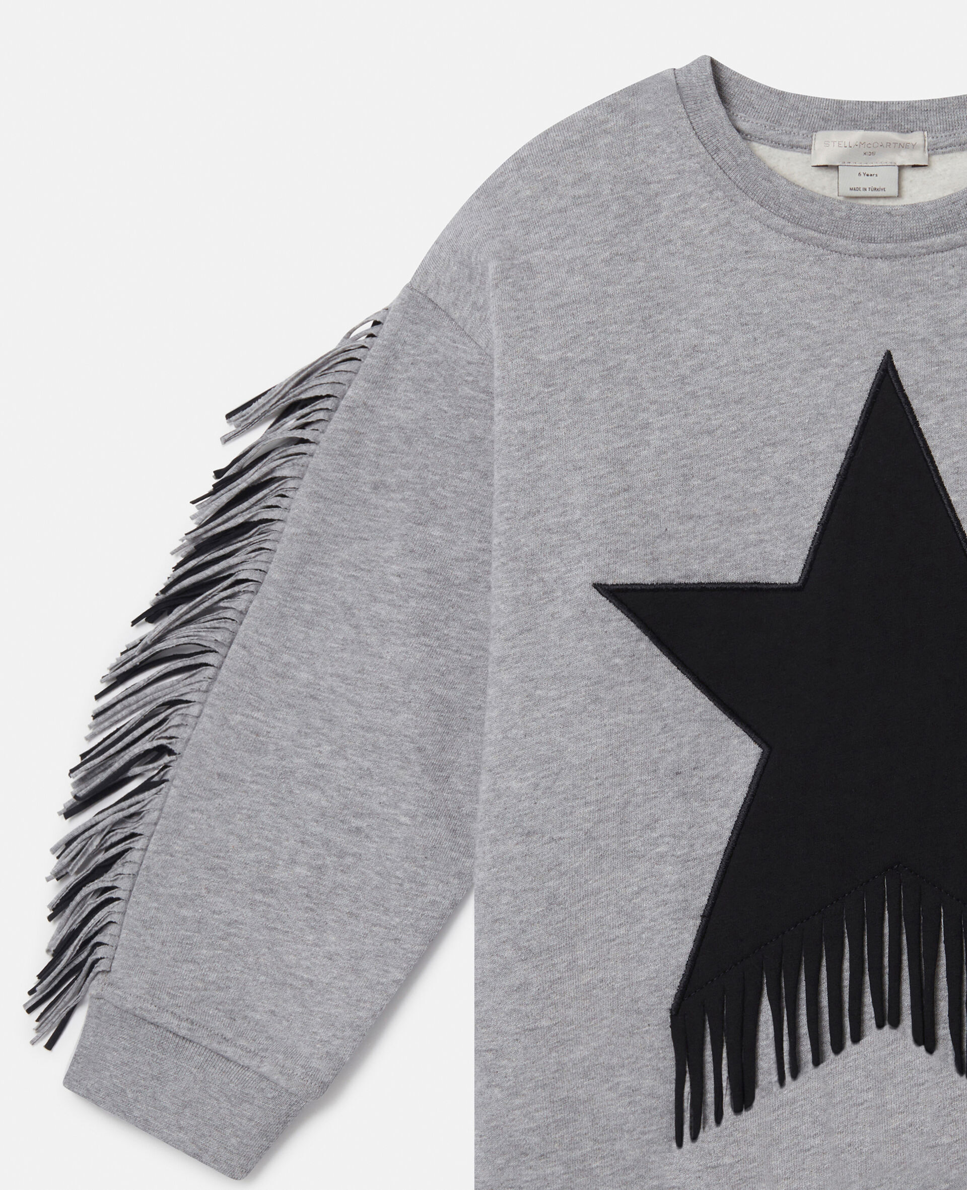Star Graphic Fringed Dress-Grey-large Star Graphic Fringed Dress-Grey-large image number 1