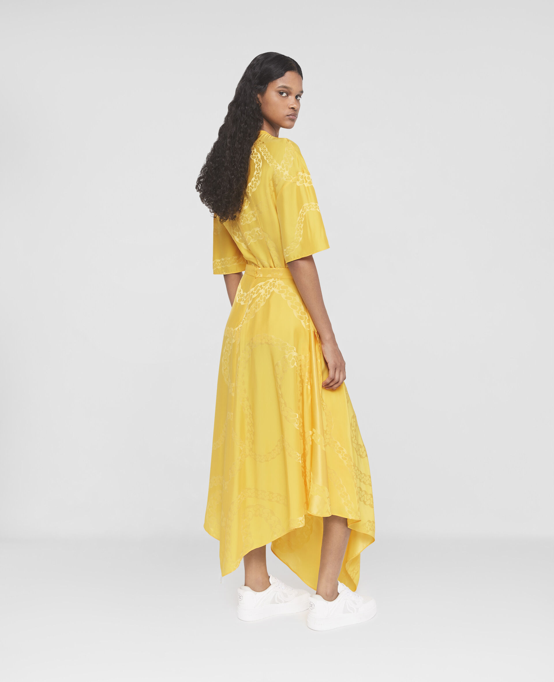 Falabella Chain Silk Jacquard Wrap Front Top-Yellow-large image number 2