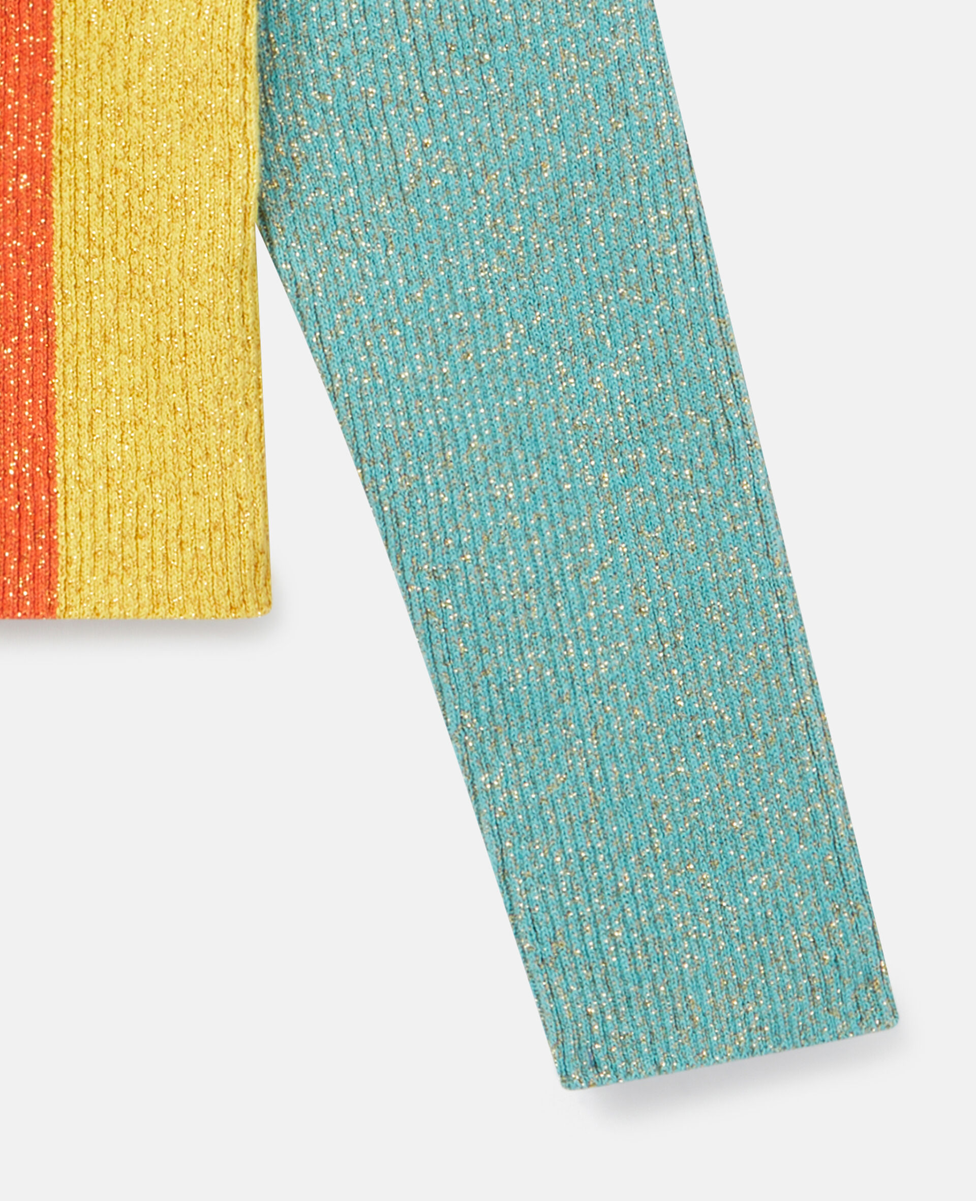 Rainbow Striped Glitter Knit Jumper-Multicolour-large image number 3