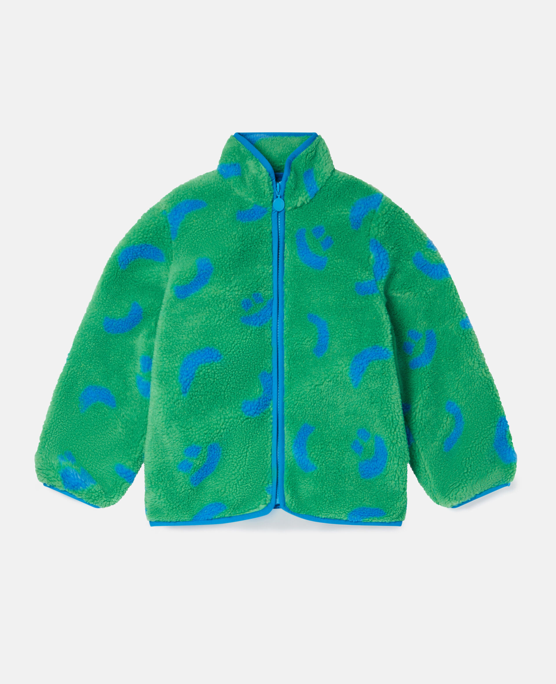 Smile Print Teddy Fleece Jacket-Green-large image number 0