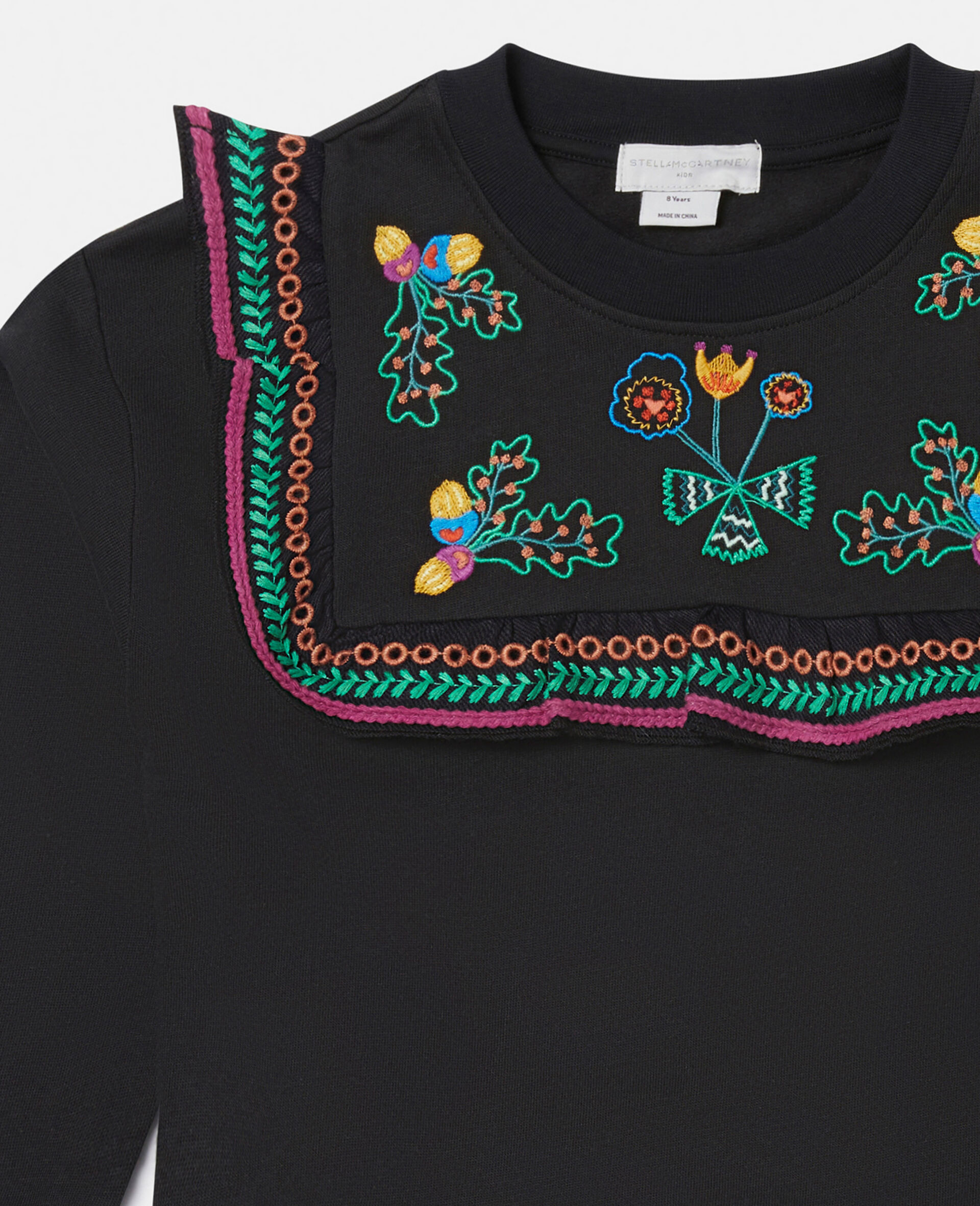 Acorn Embroidery Collared Sweatshirt-Black-large image number 1