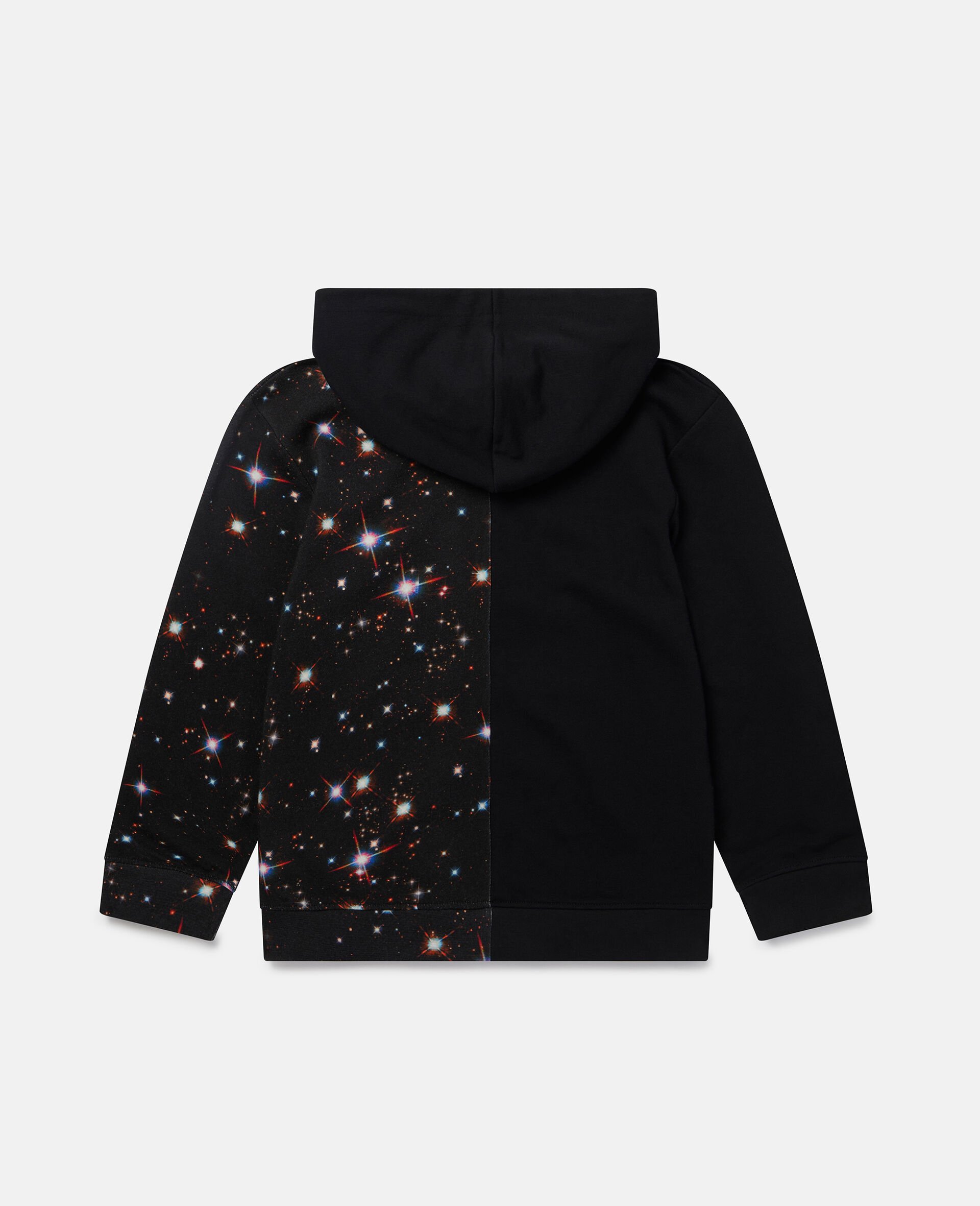 Cosmic Star Print Fleece Hoodie-Black-large image number 2