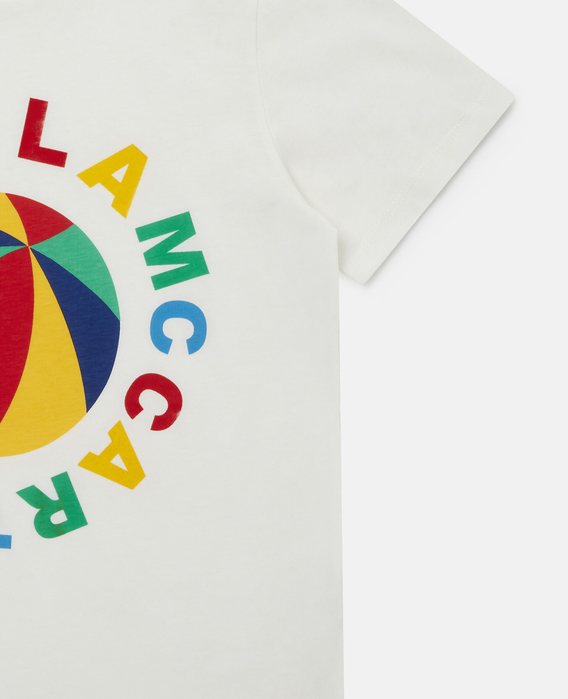 Beach Ball Logo Print Cotton T-Shirt-White-large image number 1