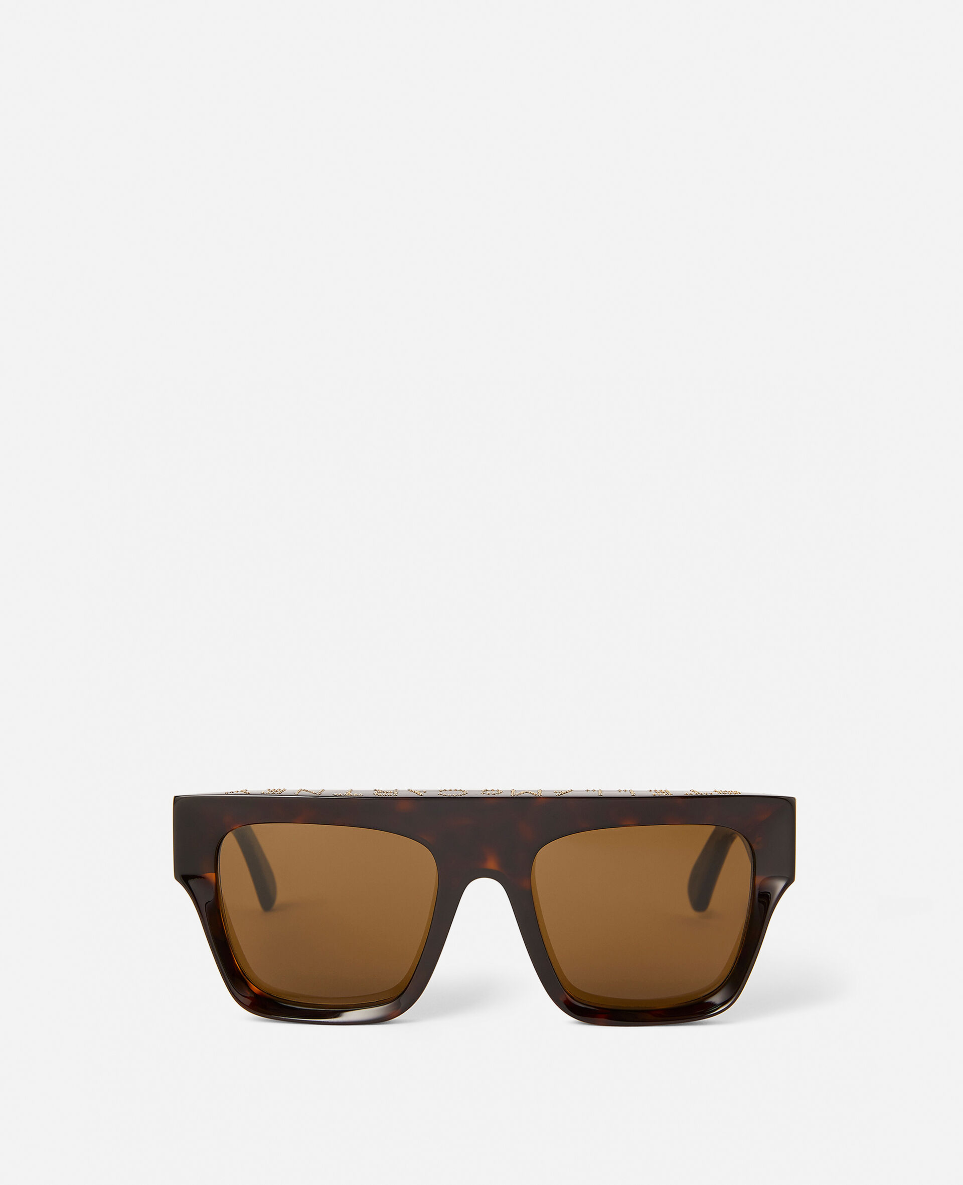 Glänzend schwarze Sonnenbrille mit eckiger Fassung-Brown-large image number 0