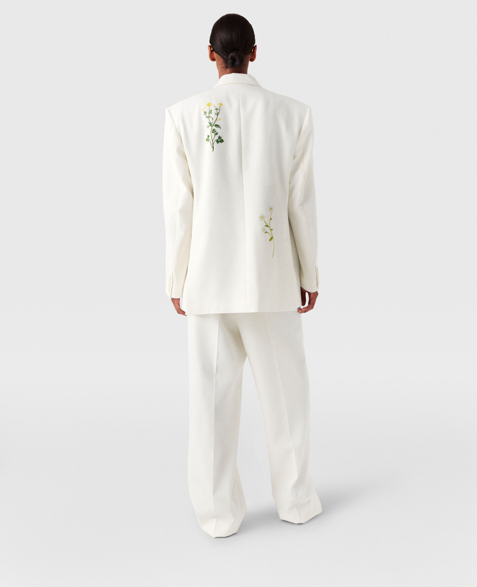 Oversized Floral Double-Breasted Blazer-Cream-large image number 4