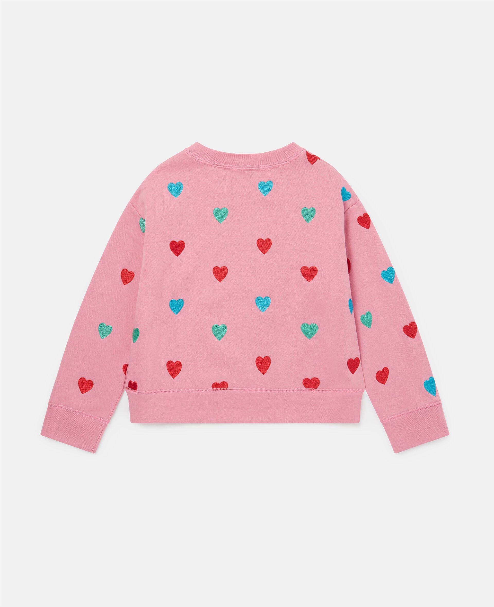 Heart Print Sweatshirt-Pink-large Heart Print Sweatshirt-Pink-large image number 2
