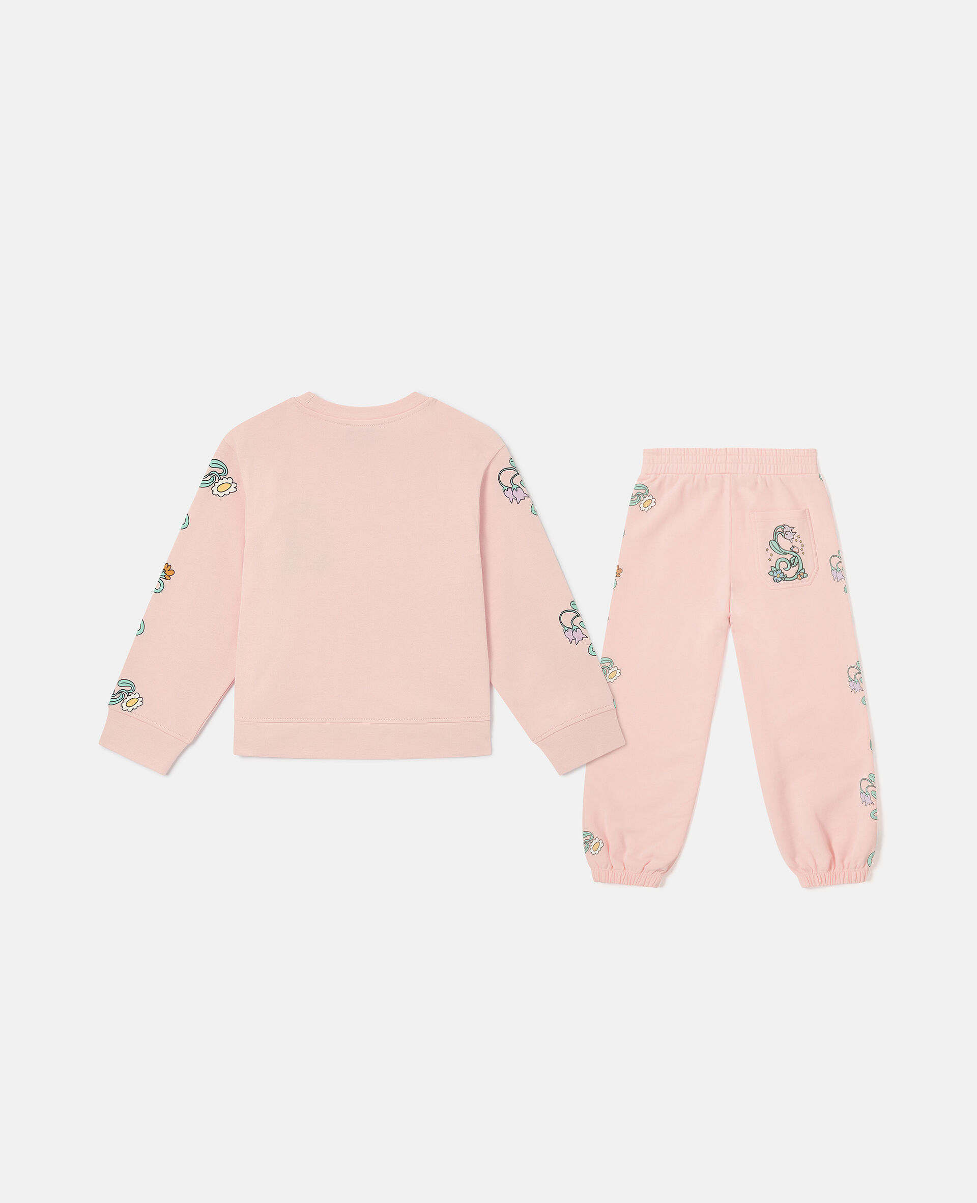 Floral Graphic Tracksuit Set-Pink-large image number 2