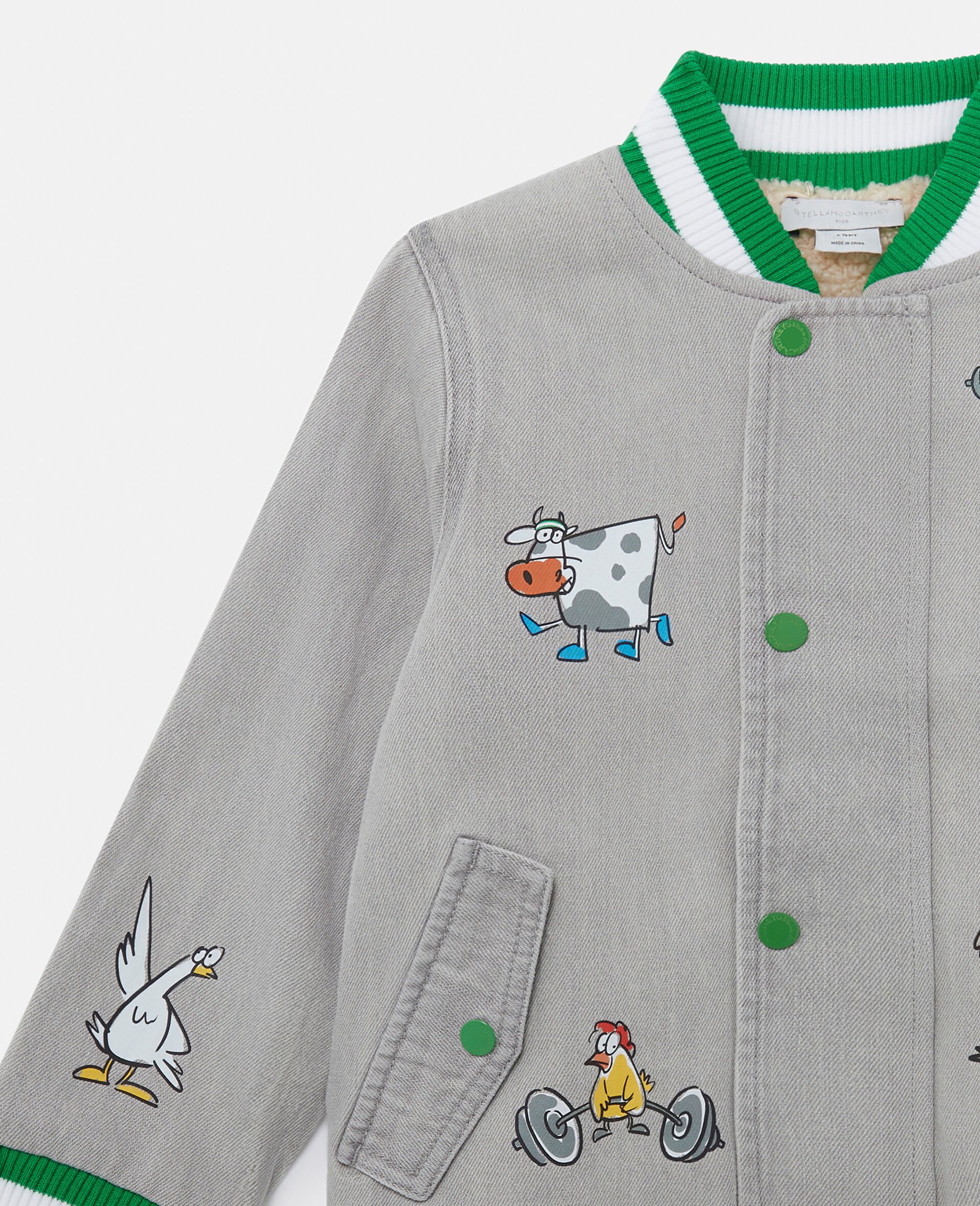 Farmyard Appliqué Bomber Jacket -Grey-large Farmyard Appliqué Bomber Jacket -Grey-large image number 1