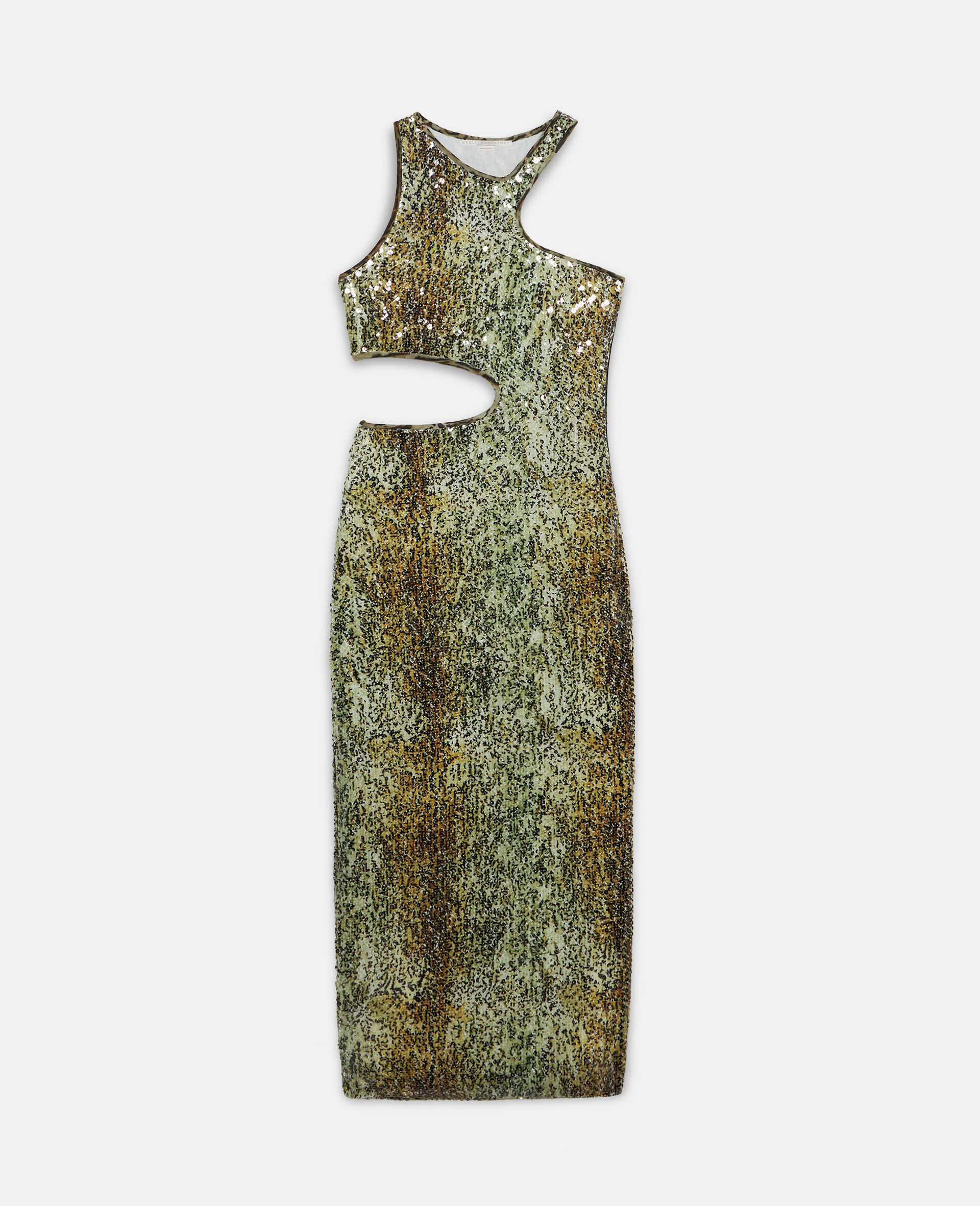 Ocelot Spot Sequinned Midi Dress-Yellow-large image number 0