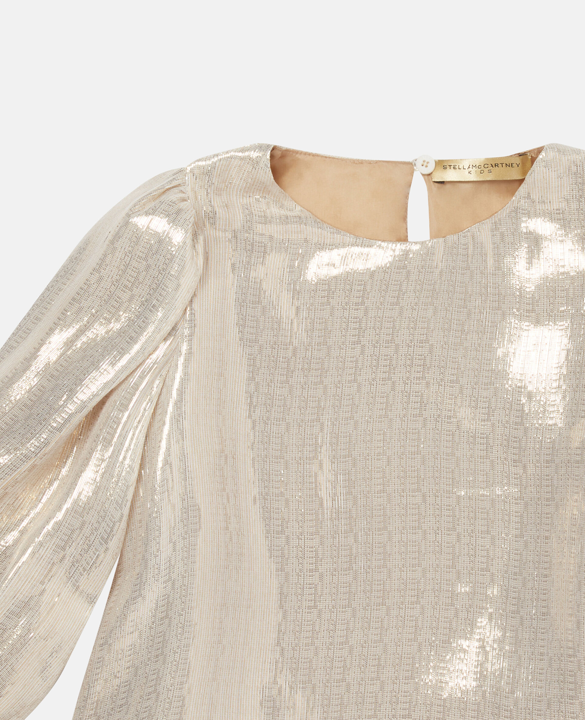 Gold Plisse Chiffon Top-Yellow-large image number 1