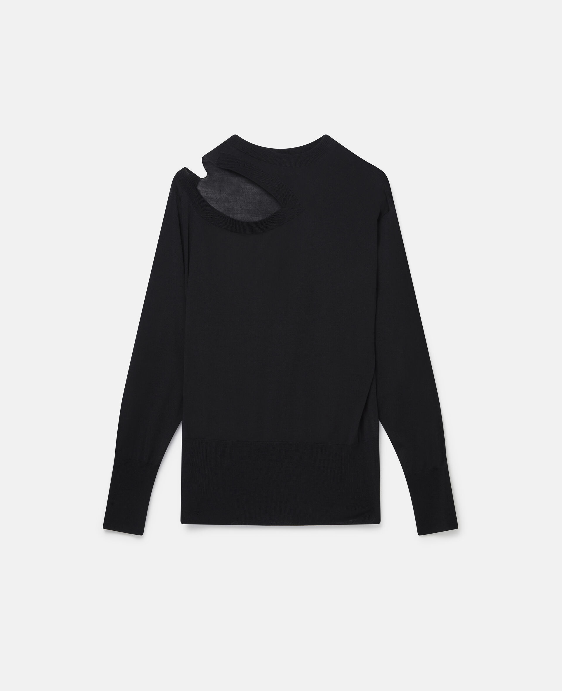 Cut-Out Merino Knit Jumper-Black-large image number 0