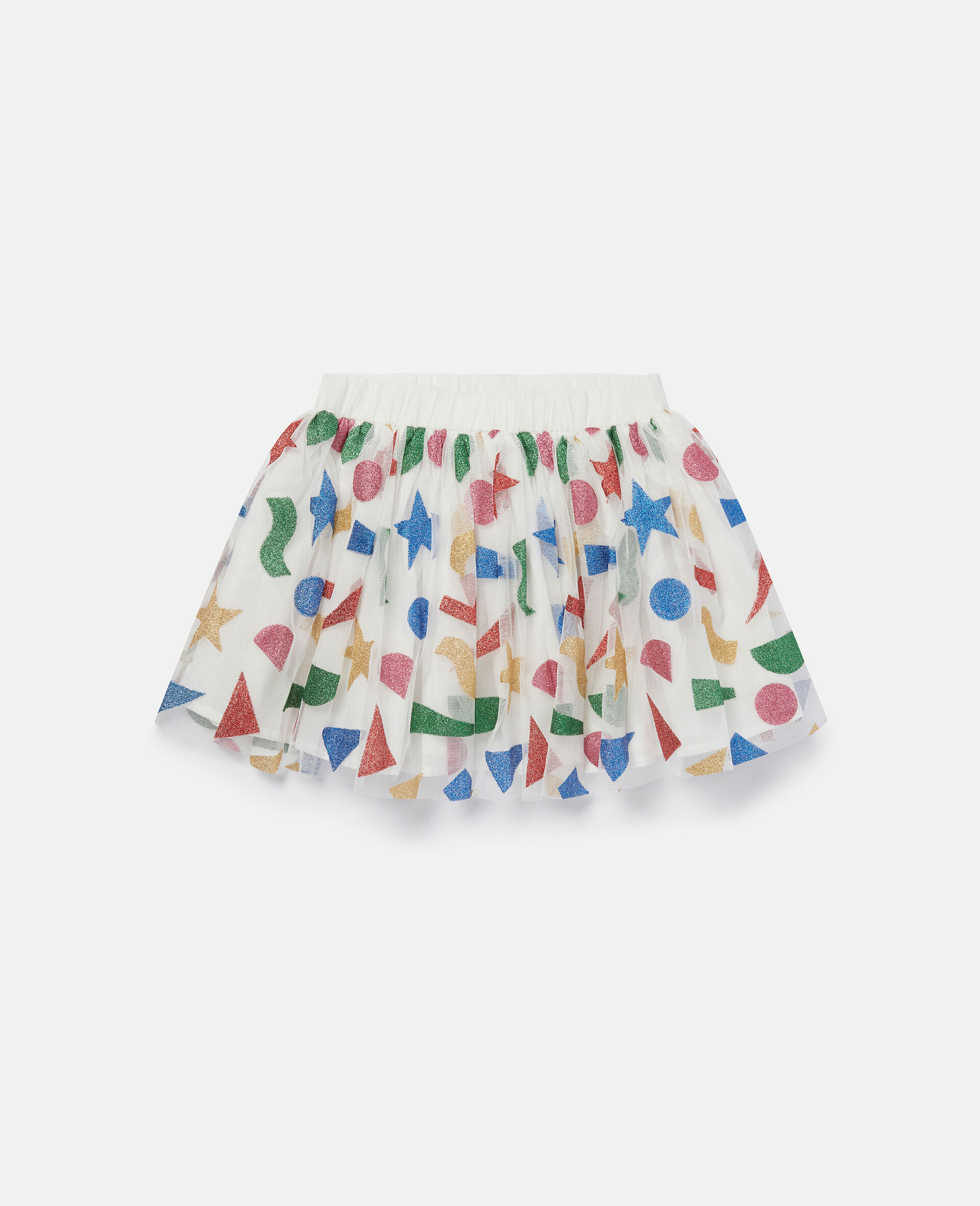 Glitter Print Tulle Skirt-White-large image number 0