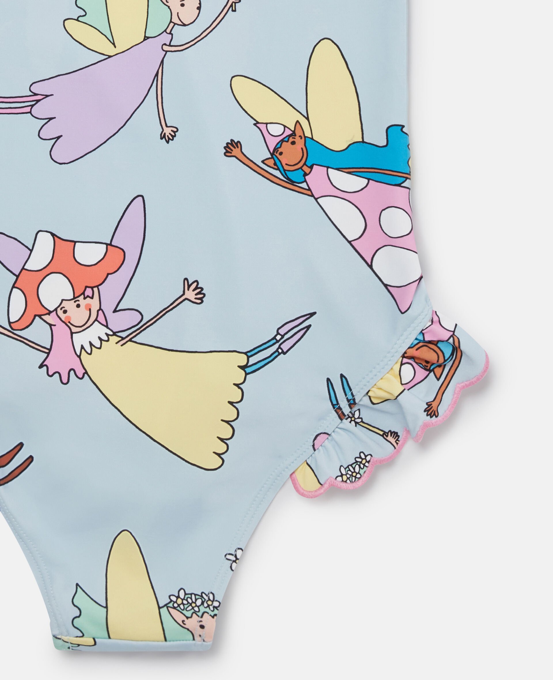 Fairies Print Frilled Swimsuit -Blue-large Fairies Print Frilled Swimsuit -Blue-large image number 3