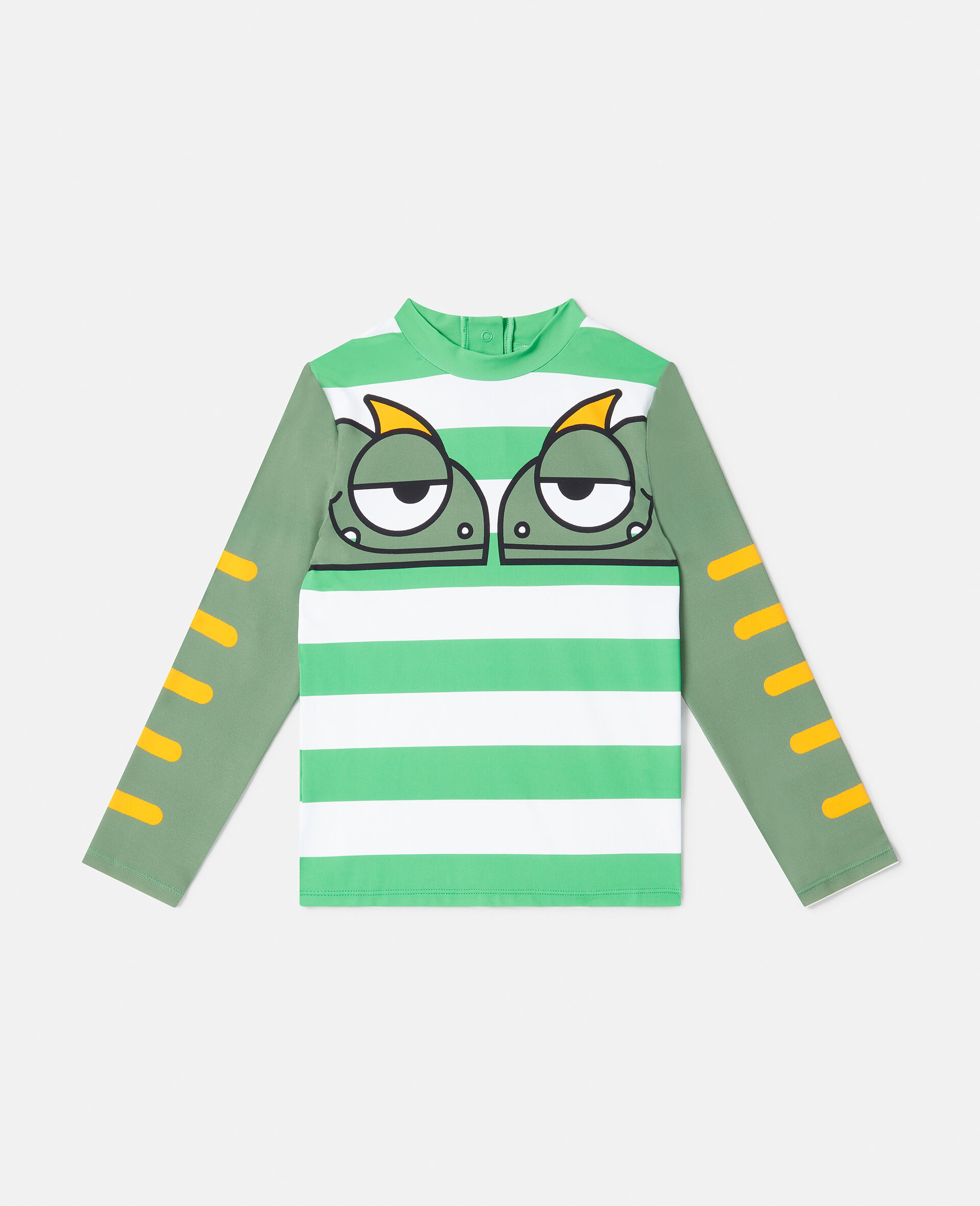Double Gecko Print Striped Swim Top-Green-large image number 0