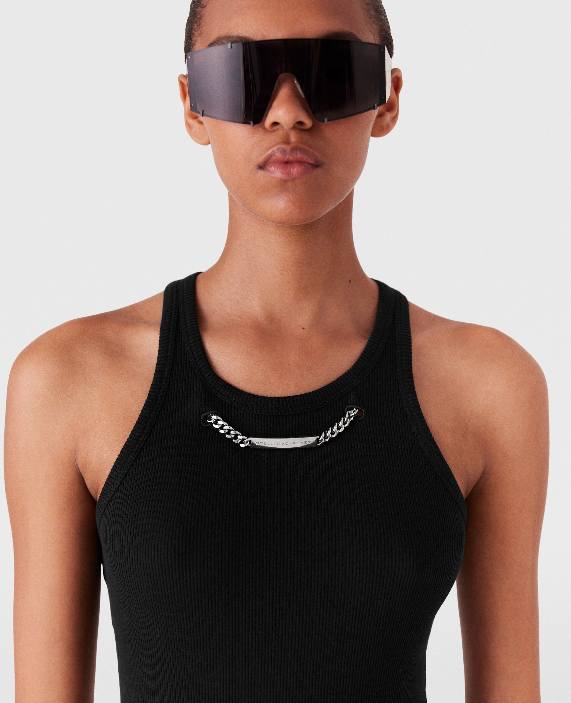 Logo Chain Midi Dress-Black-large image number 3