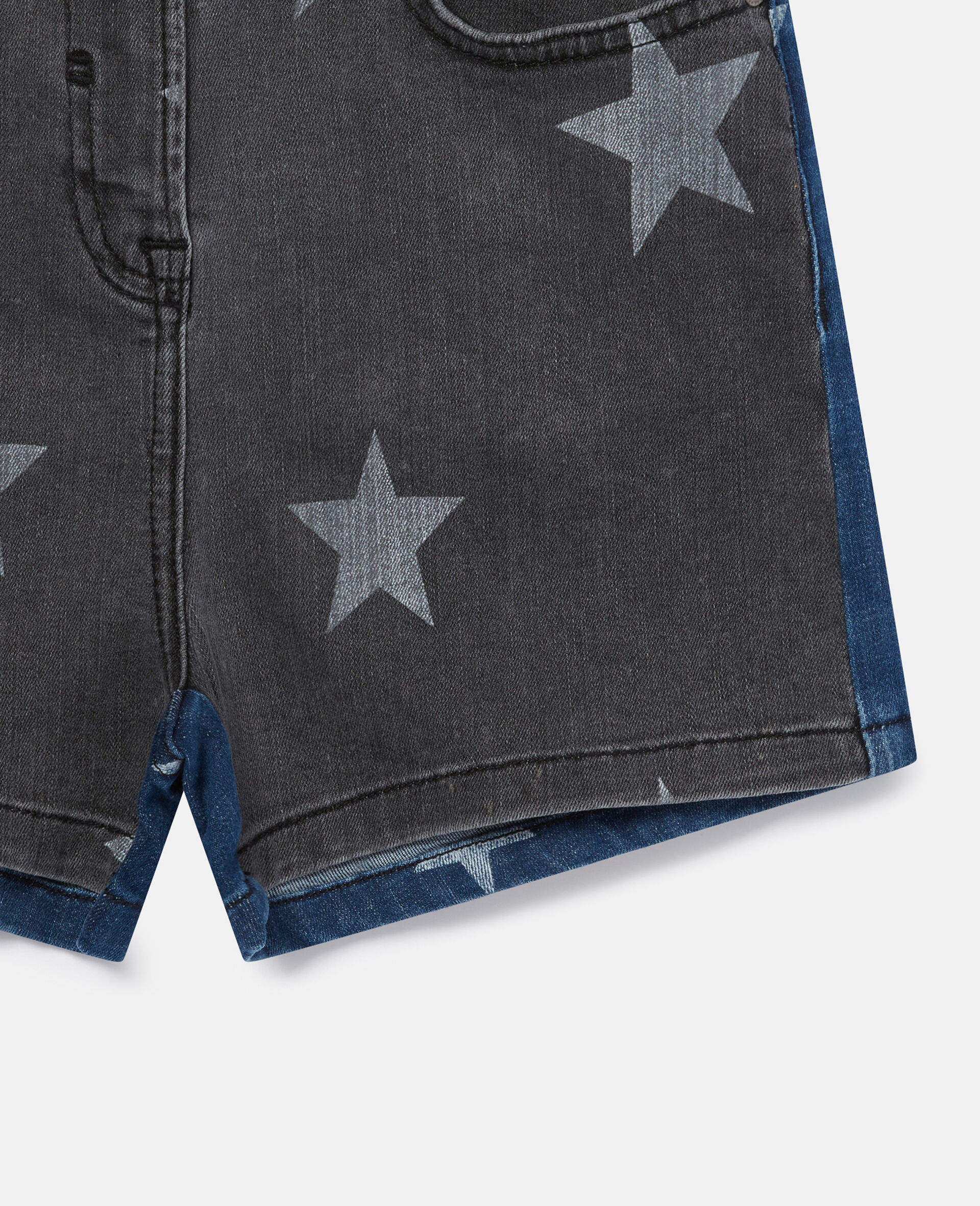 Bleached Star Print Denim Shorts-Grey-large image number 1
