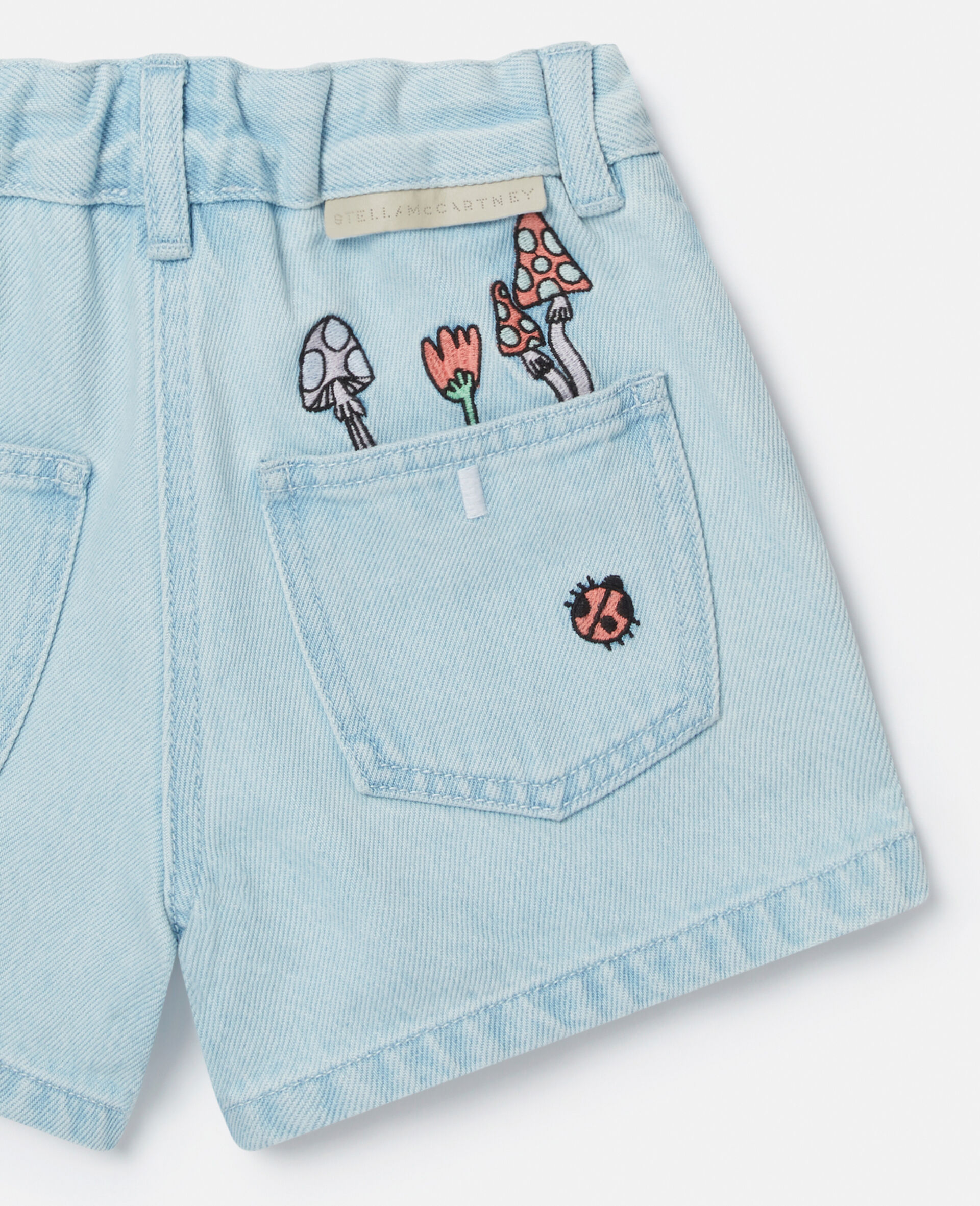 Woodland Friends Denim Shorts-Blue-large image number 3