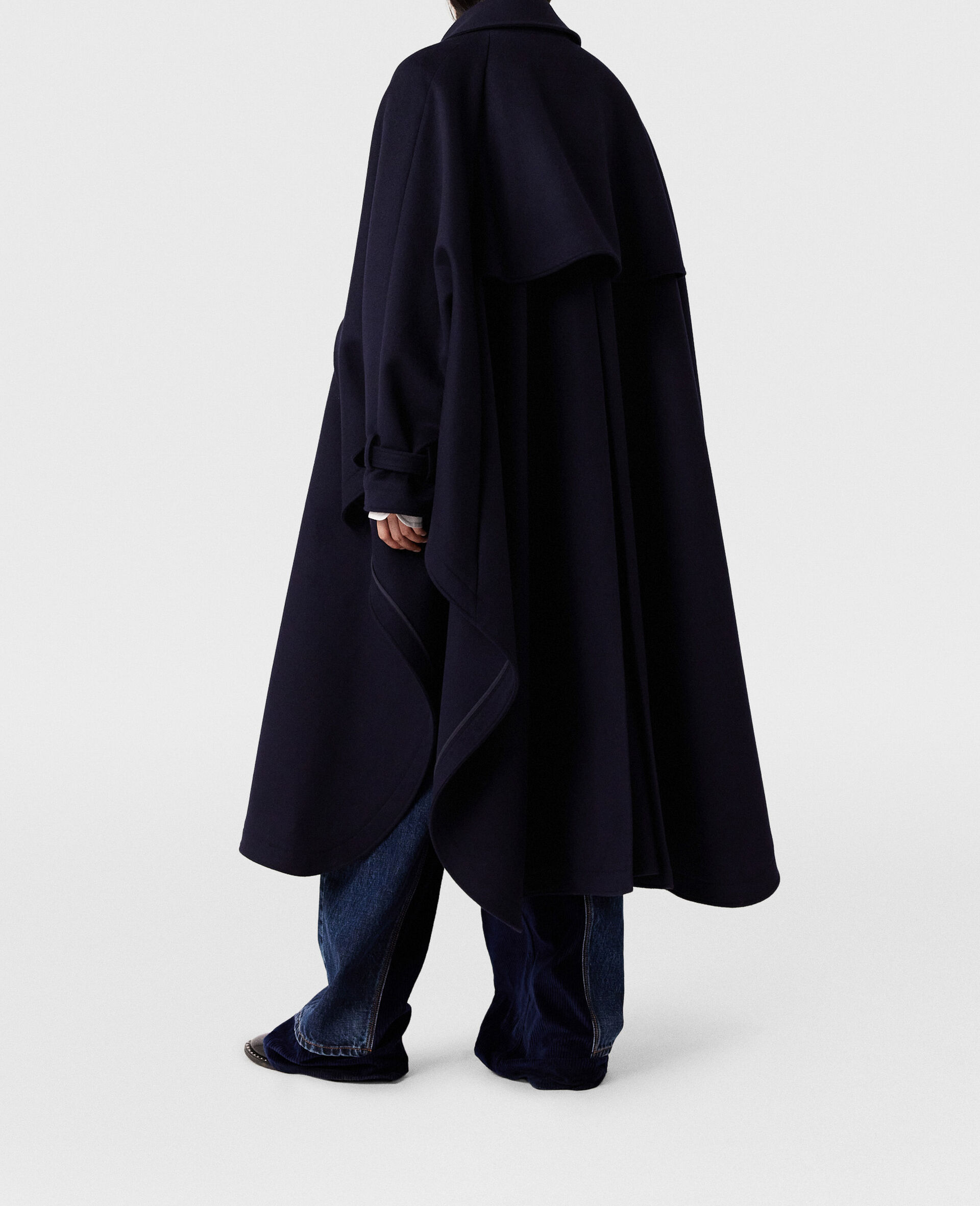 High-Neck A-Line Trench Coat-Blue-large image number 4