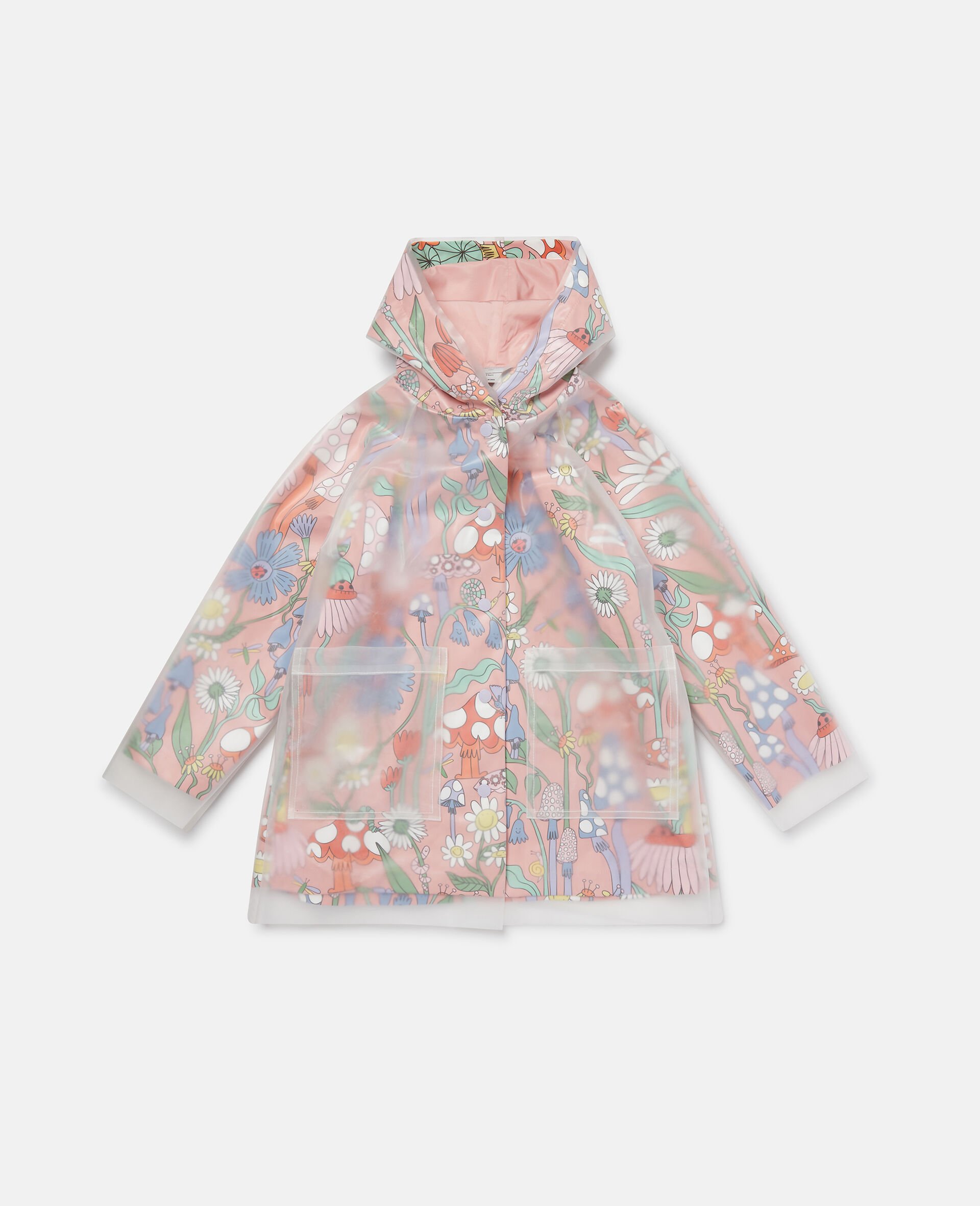 Woodland Print Hooded Raincoat -Pink-large Woodland Print Hooded Raincoat -Pink-large image number 0