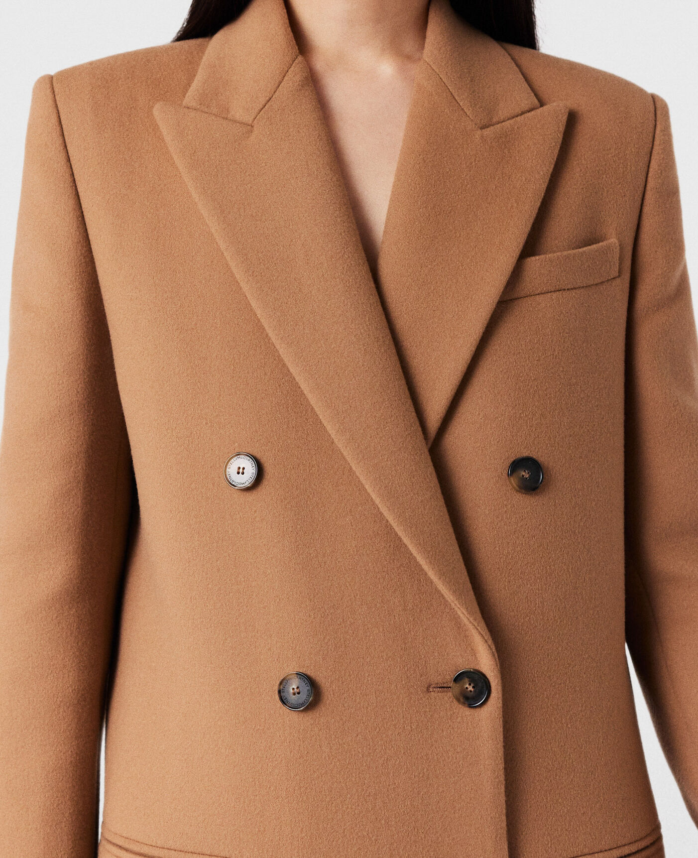 ステラマッカートニー ダブルブレストウールコート ベージュ Women キャメルベージュ ロング ダブルコート | Stella McCartney JP