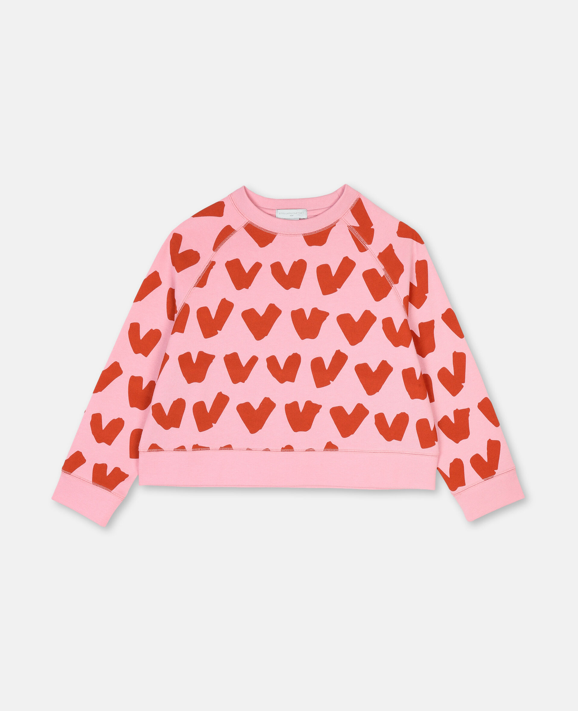 Hearts Cotton Fleece Sweatshirt -Pink-large