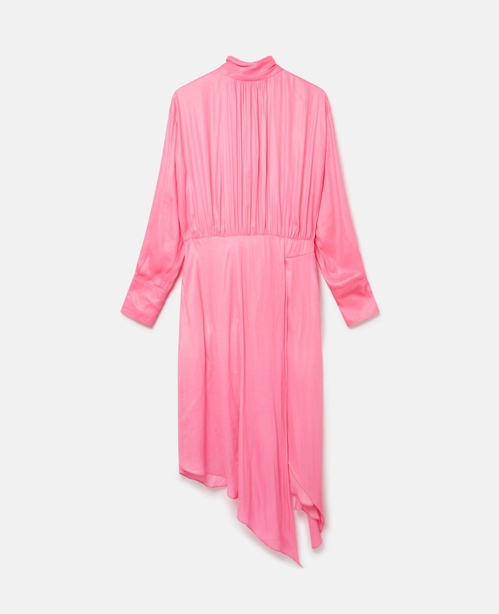 Asymmetric Hem High Neck Dress-Pink-large