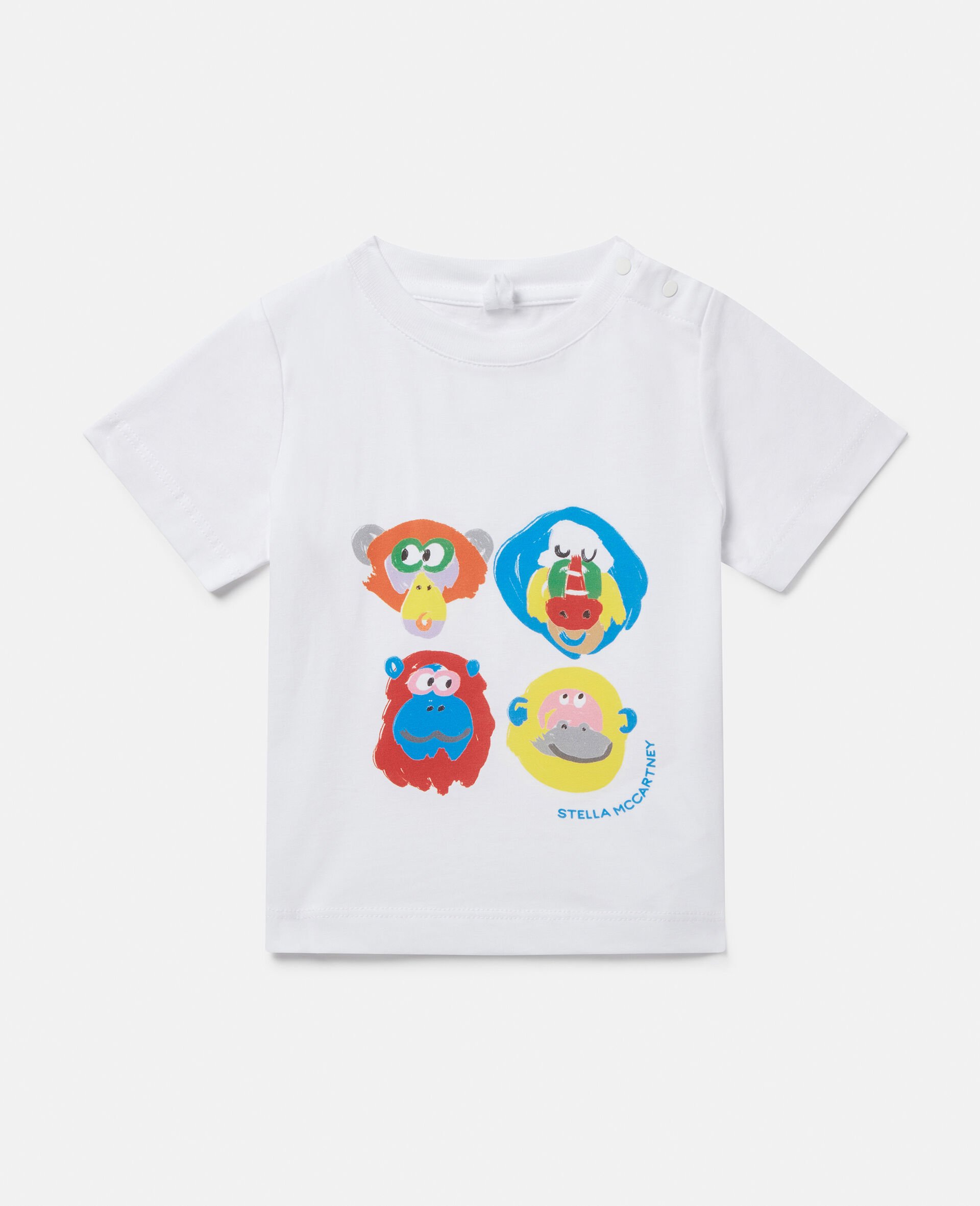 Monkey Family Print T-Shirt-White-large image number 0