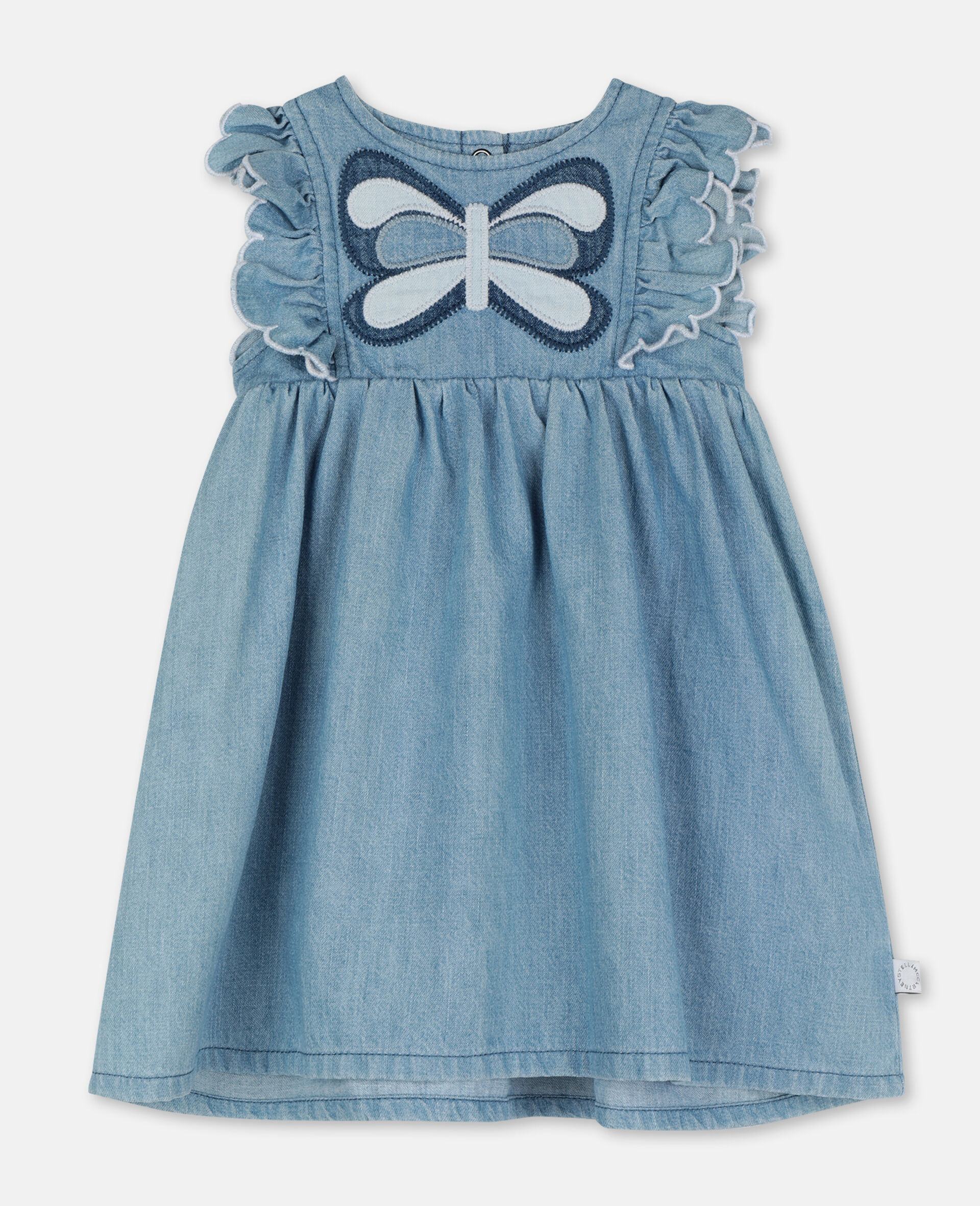Butterfly Patch Denim Dress-Blue-large