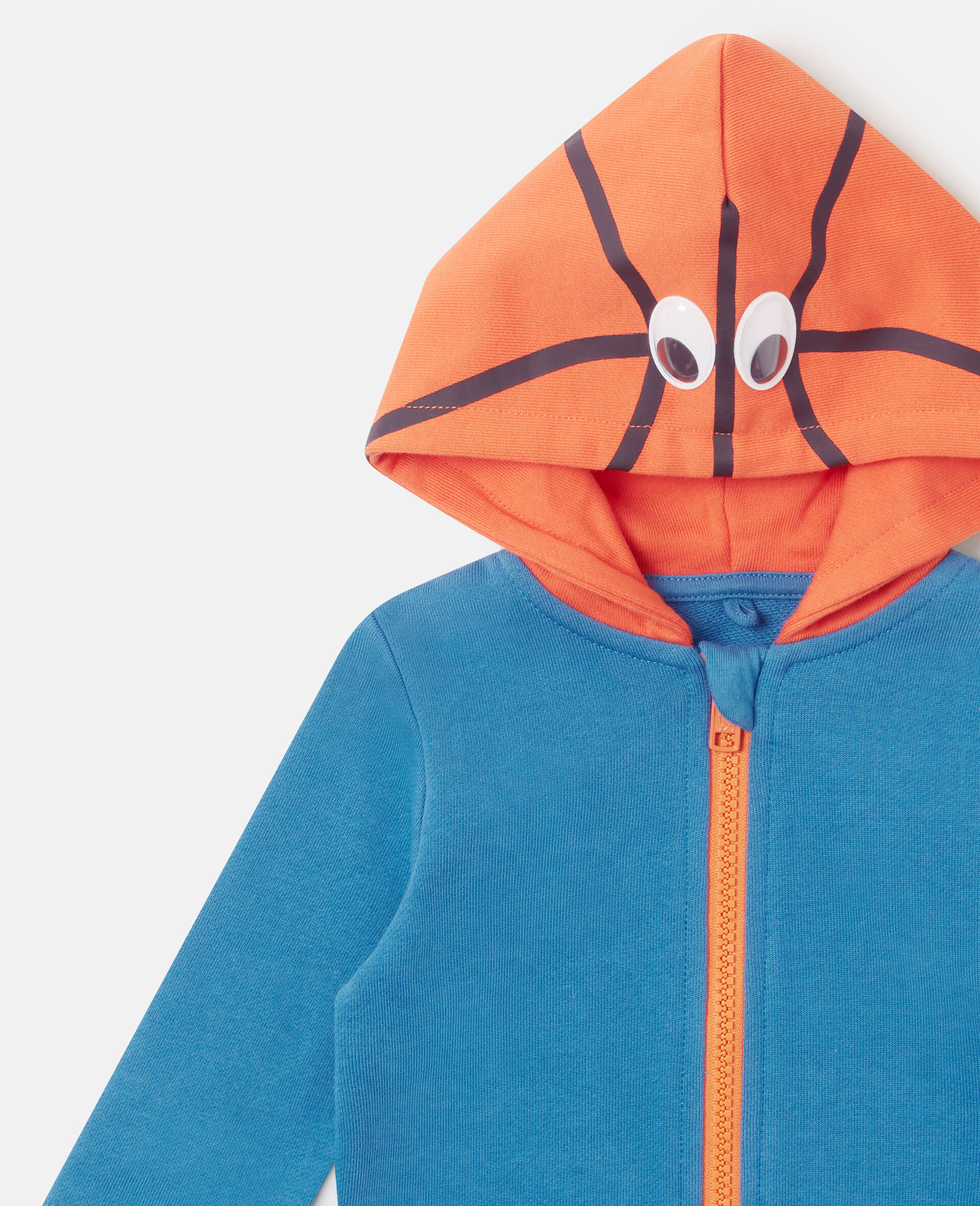 Basketball Hood Zip Hoodie-Blue-medium