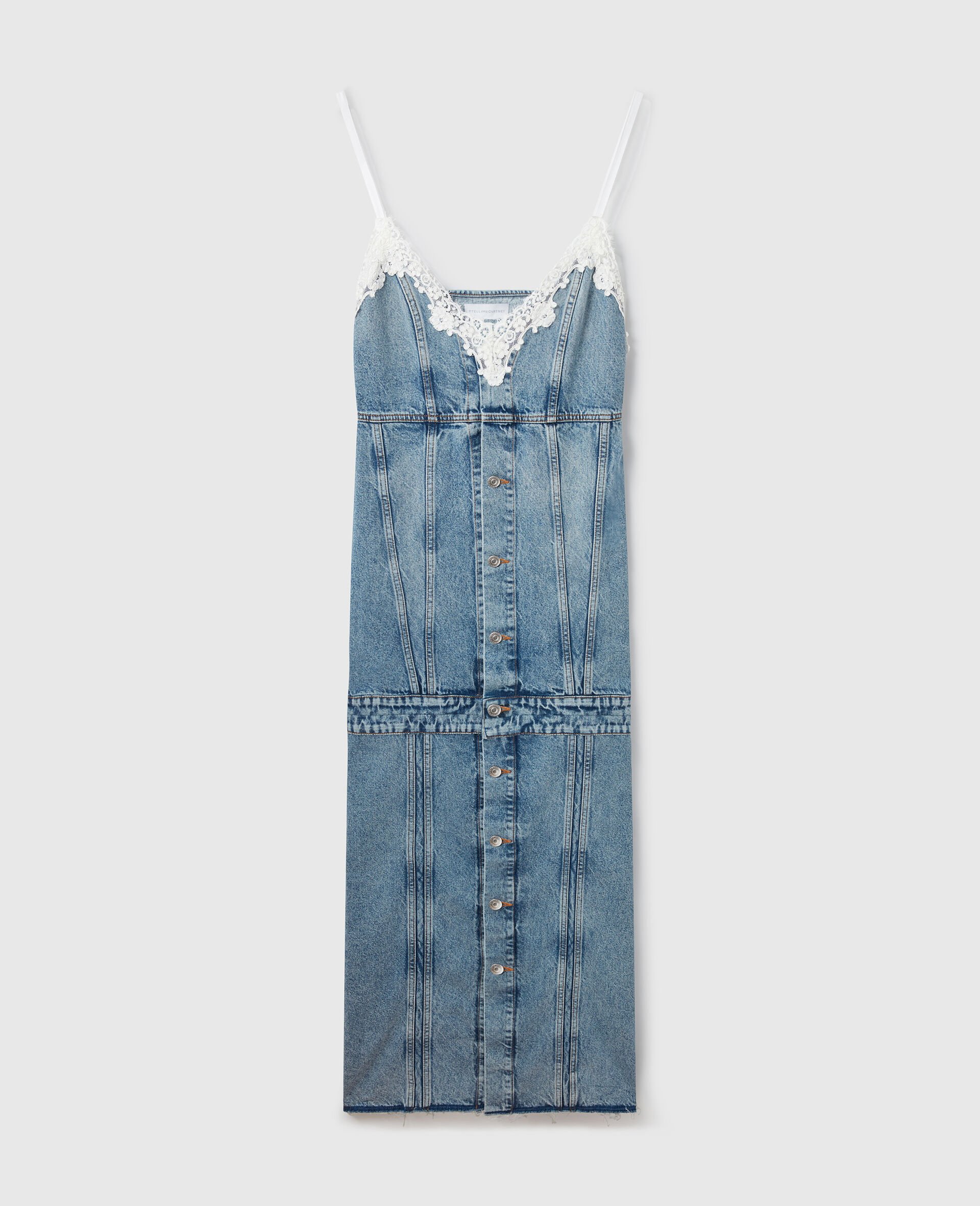 ヴィンテージ ウォッシュ Vネック マキシドレス-ブルー-large image number 0