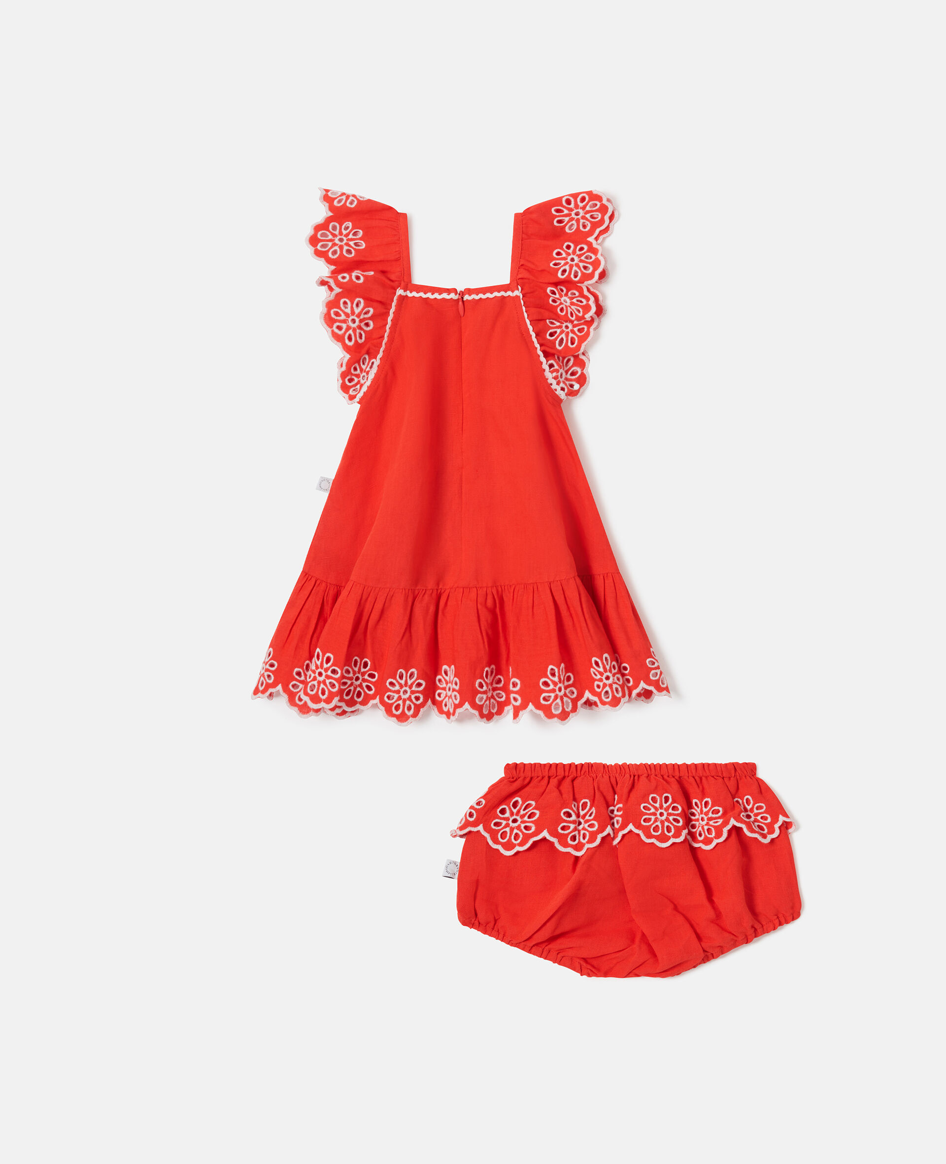 Broderie Trim Dress and Bloomer Set-Red-large image number 2