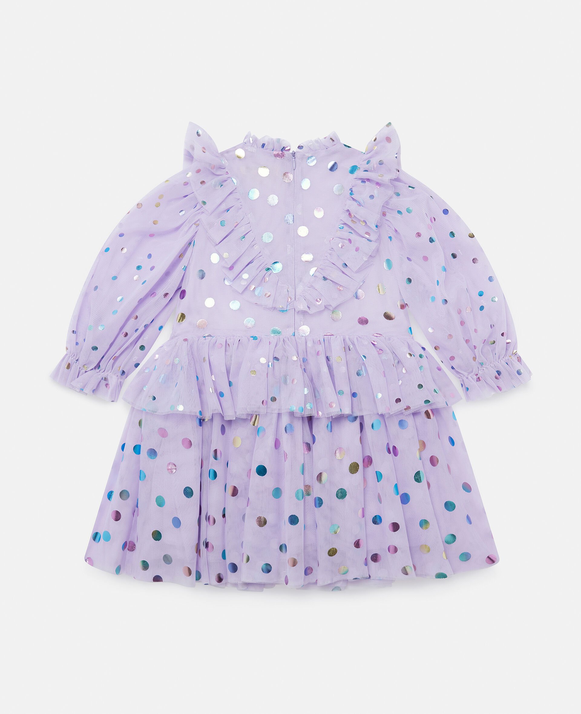 Frilled Pleated Tulle Dress-Purple-large Frilled Pleated Tulle Dress-Purple-large image number 3