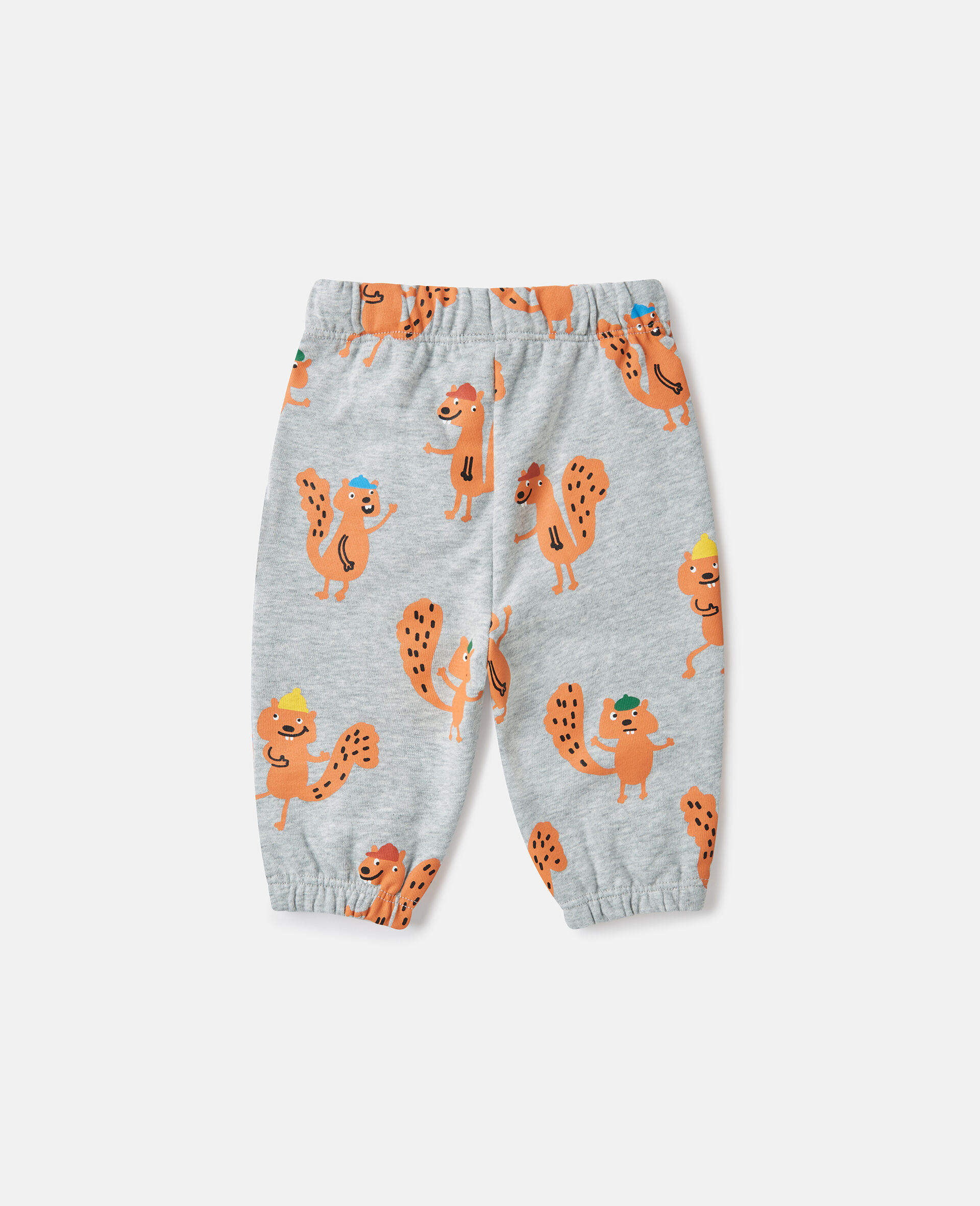 Squirrel Graphic Drawstring Sweatpants-Grey-large image number 3
