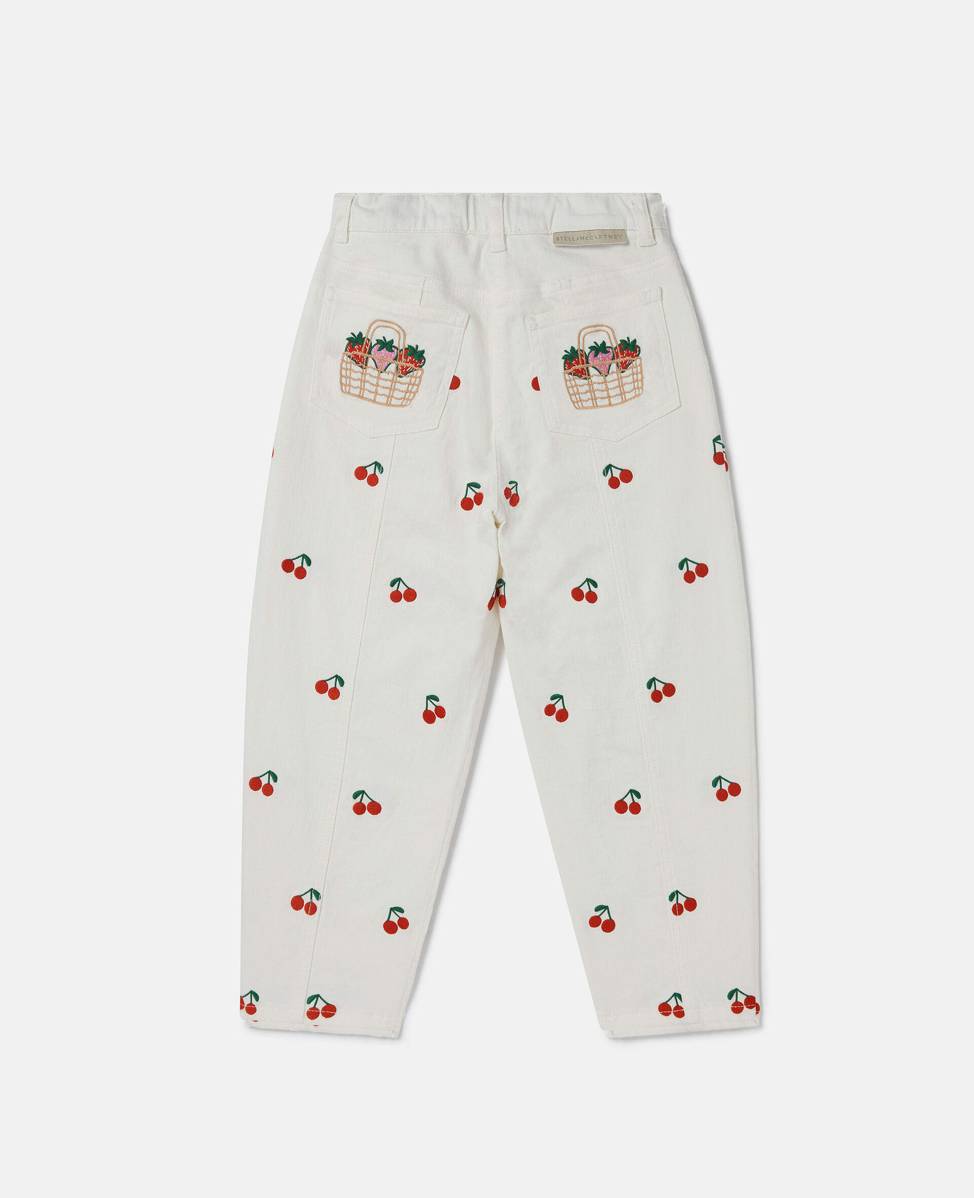 Cherry Embroidered Jeans-Cream-large image number 2