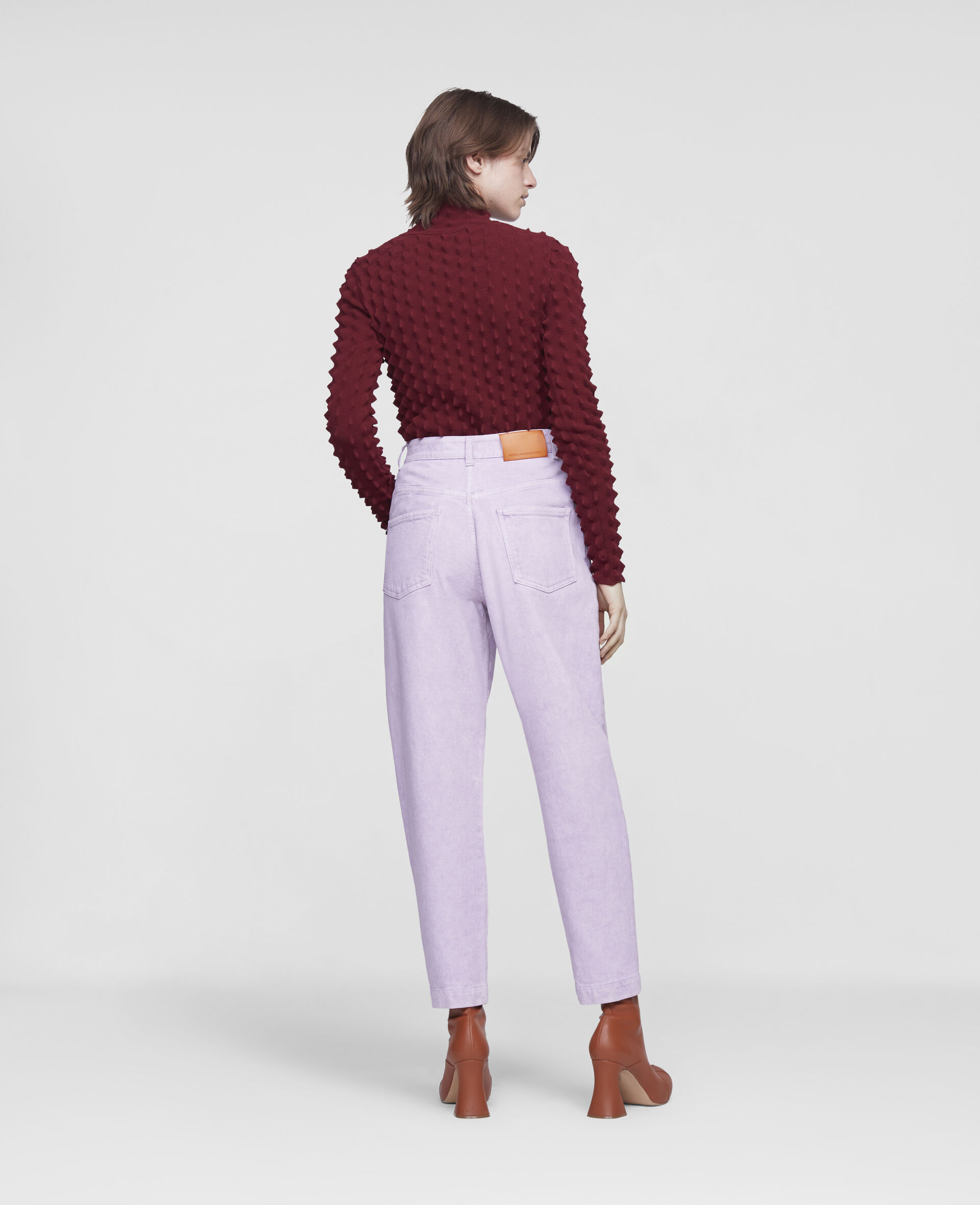 Cropped Denim Pants-Purple-large image number 2