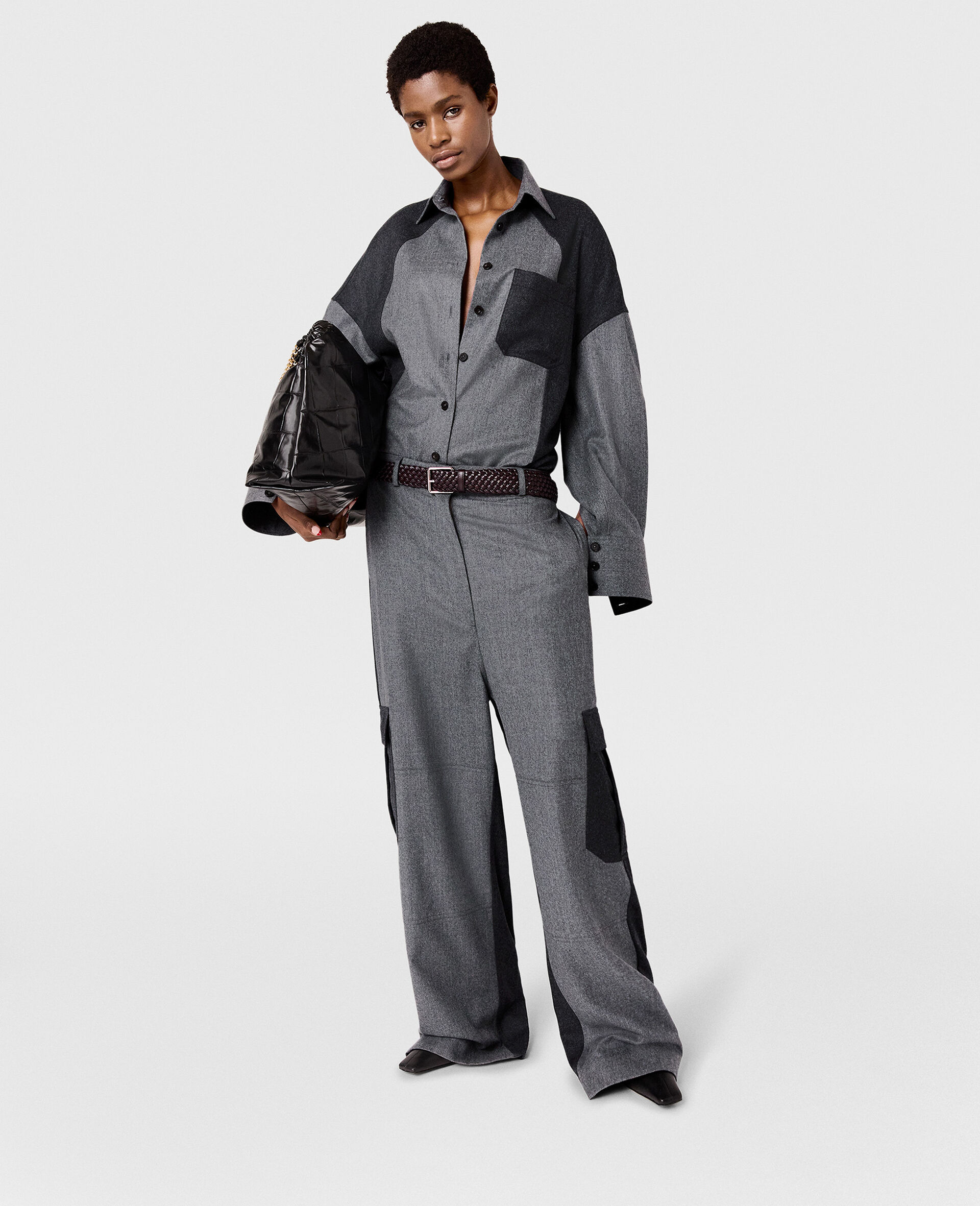 Chemise oversize a empiecements-Gris-large image number 5