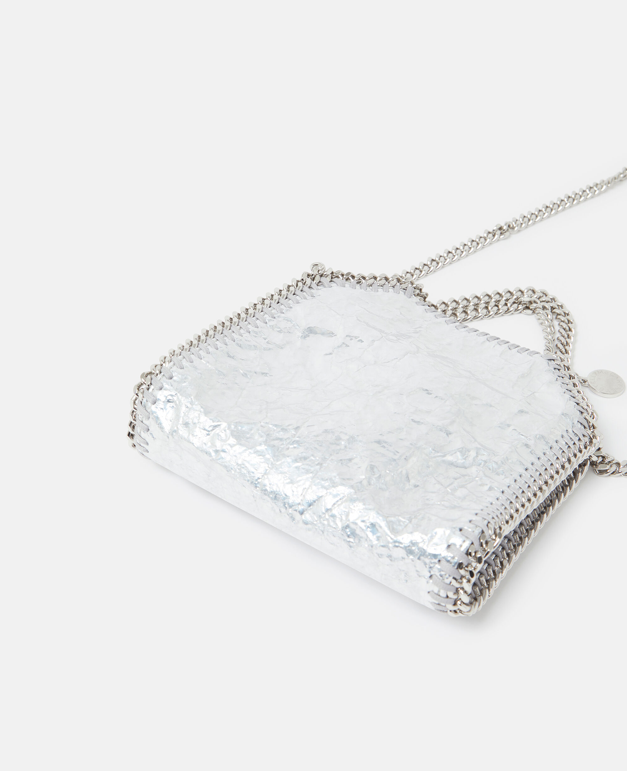 ショルダーバッグ・ポシェット Stella Mccartney 'Falabella Tiny' Silver Faux Leather Bag Women SILVER Cracked Metallic Falabella Tiny Tote Bag