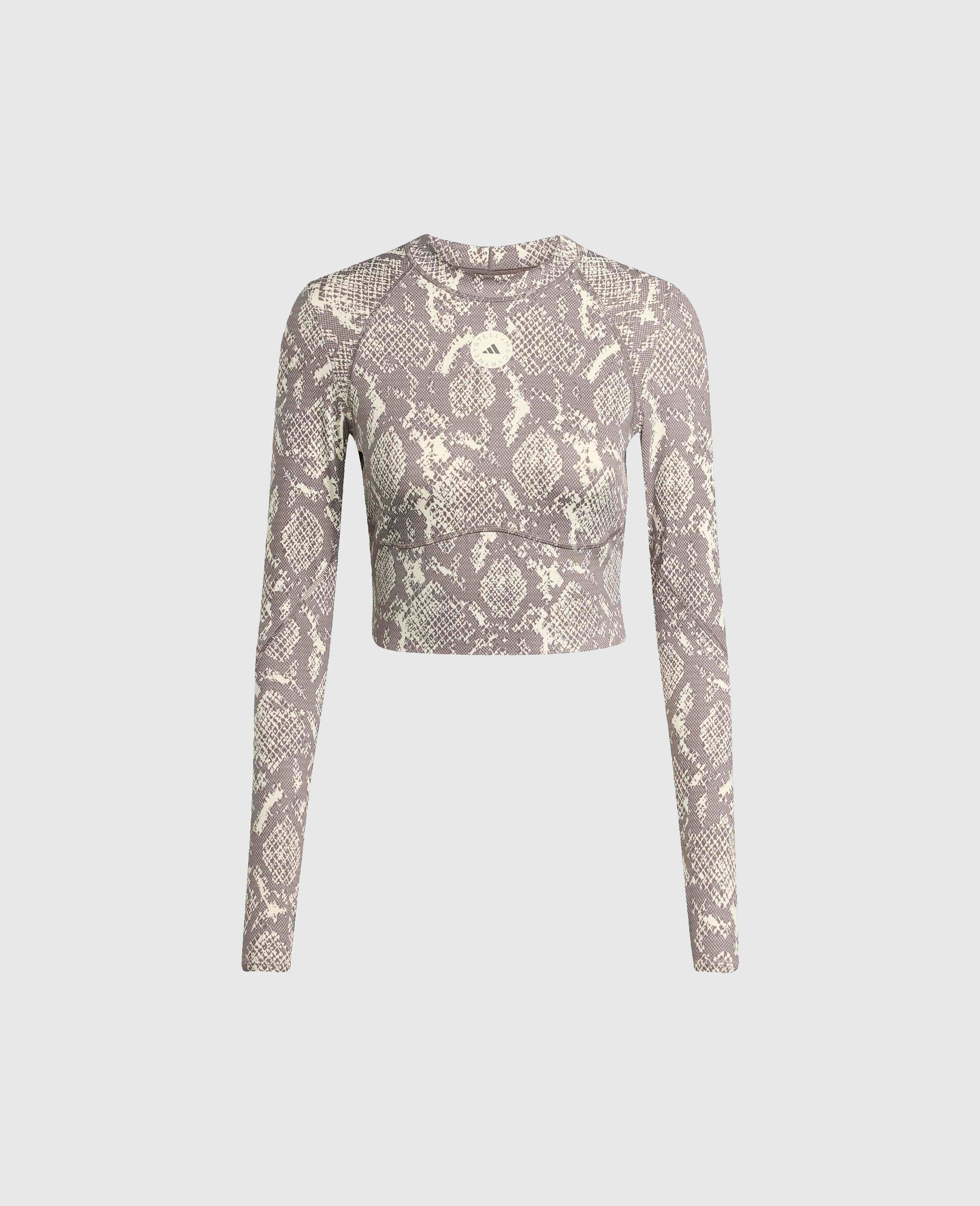 TruePurpose Training Snake Print Long-Sleeve Cropped Top-Beige-large image number 0
