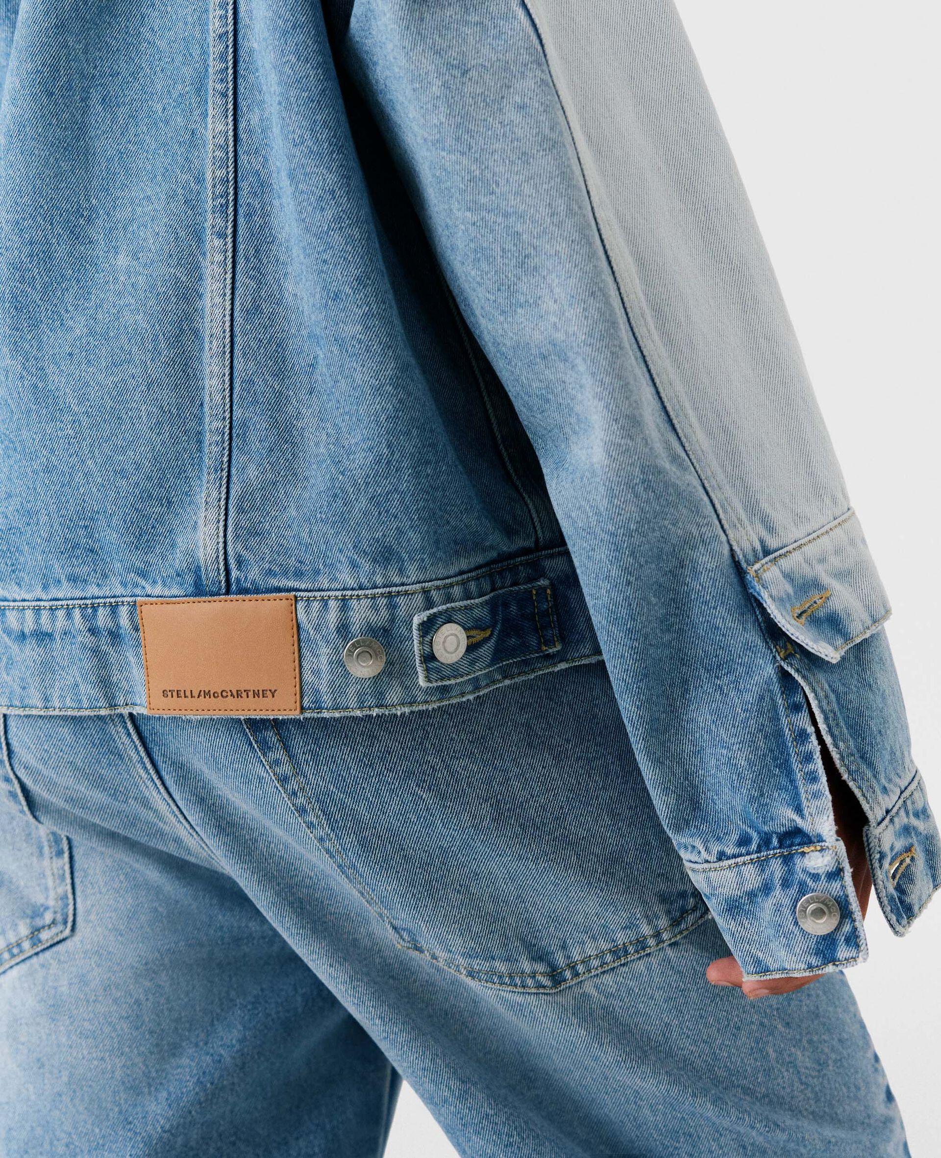 Contrast Panel Denim Jacket-Blue-large Contrast Panel Denim Jacket-Blue-large image number 6