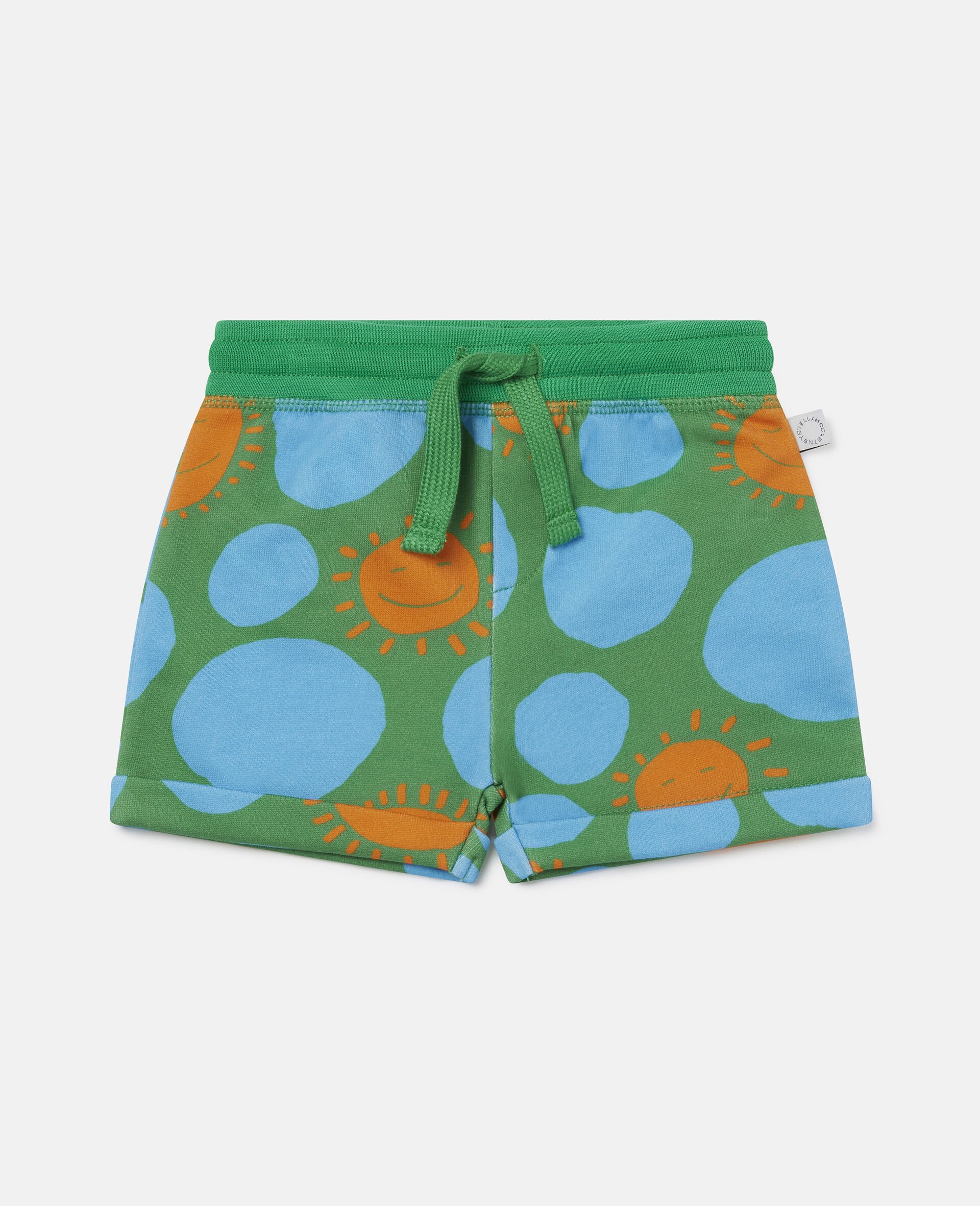 Sun Dot Print Cotton Fleece Shorts -Green-large Sun Dot Print Cotton Fleece Shorts -Green-large image number 0