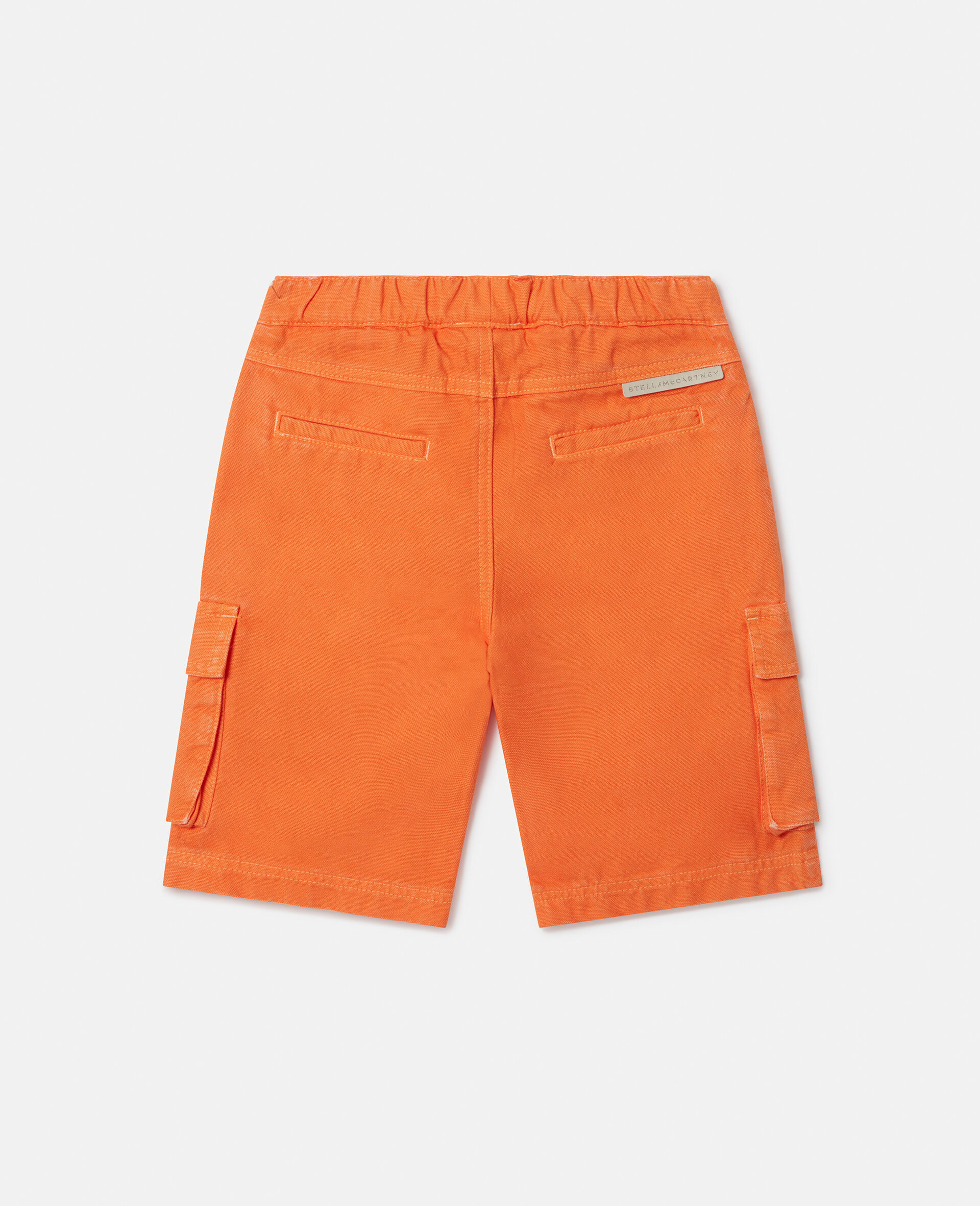 Belted Waist Cargo Shorts-Orange-large image number 2