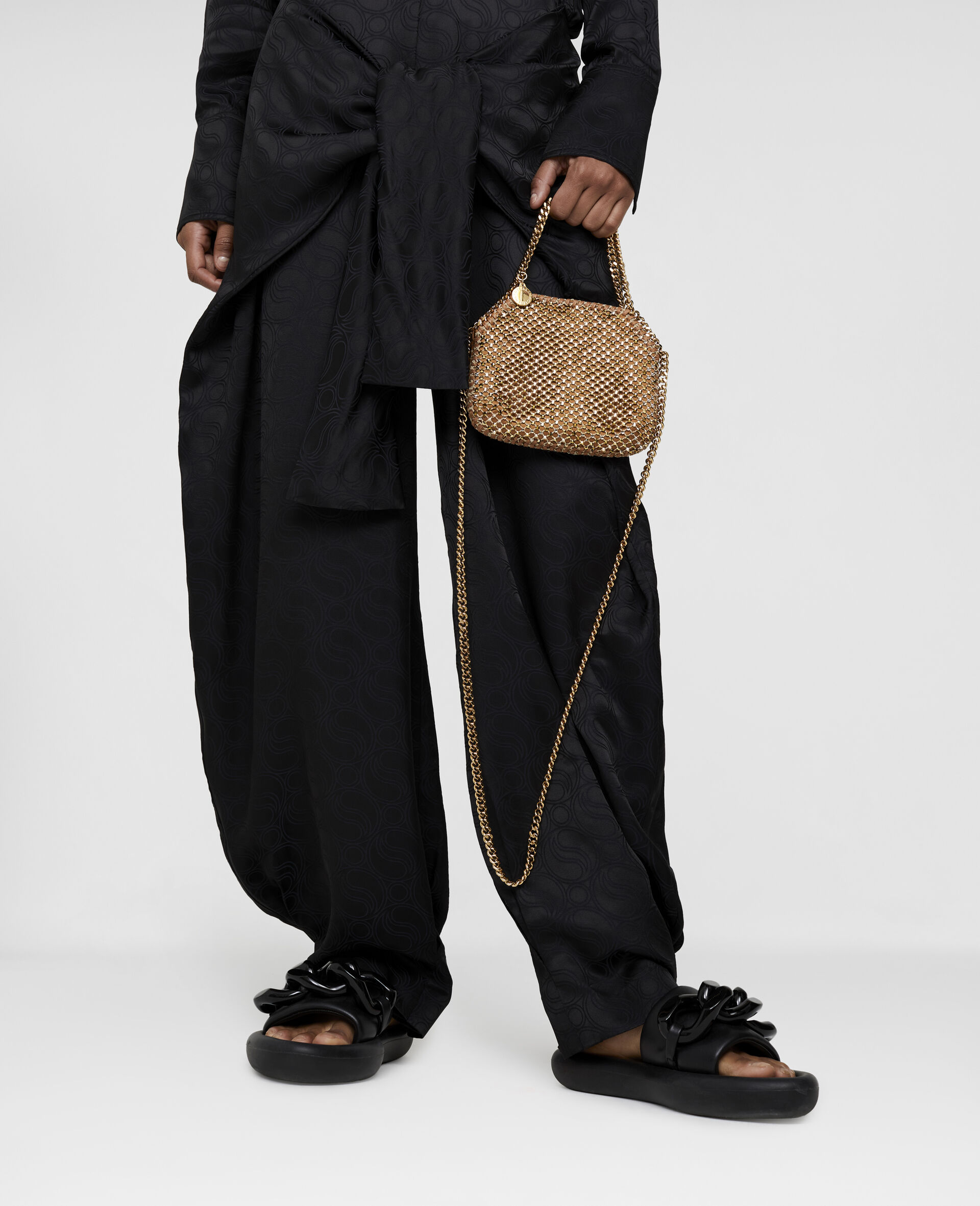 Falabella Crystal Mesh Mini Tote Bag-Brown-medium