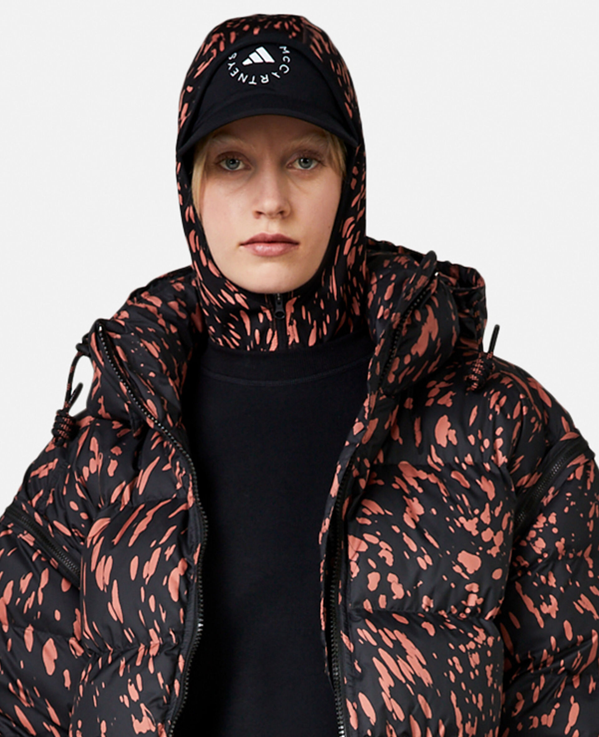 Sea Spray Print Long Puffer Jacket-Black-large image number 3